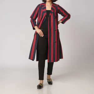 1PC- Stripe Over Coat PW2290