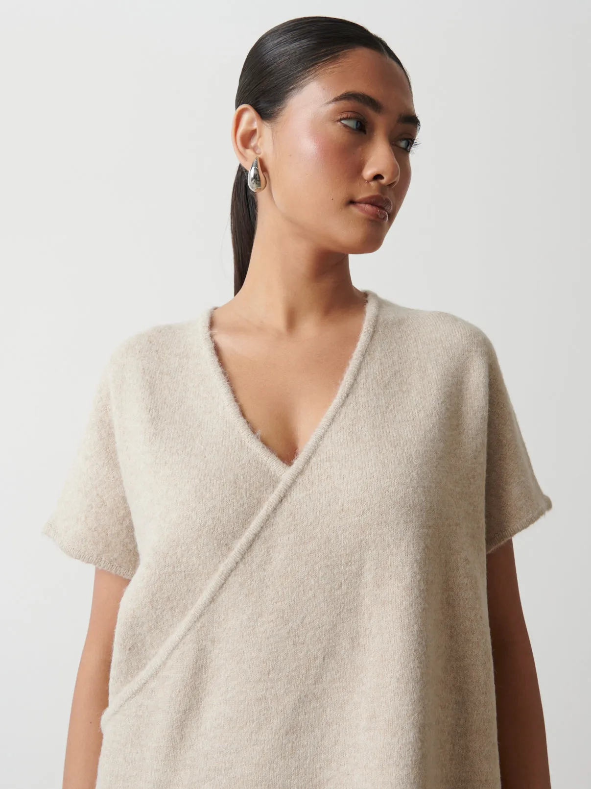 Alexia Cross Over Knitted Vest - Oatmeal