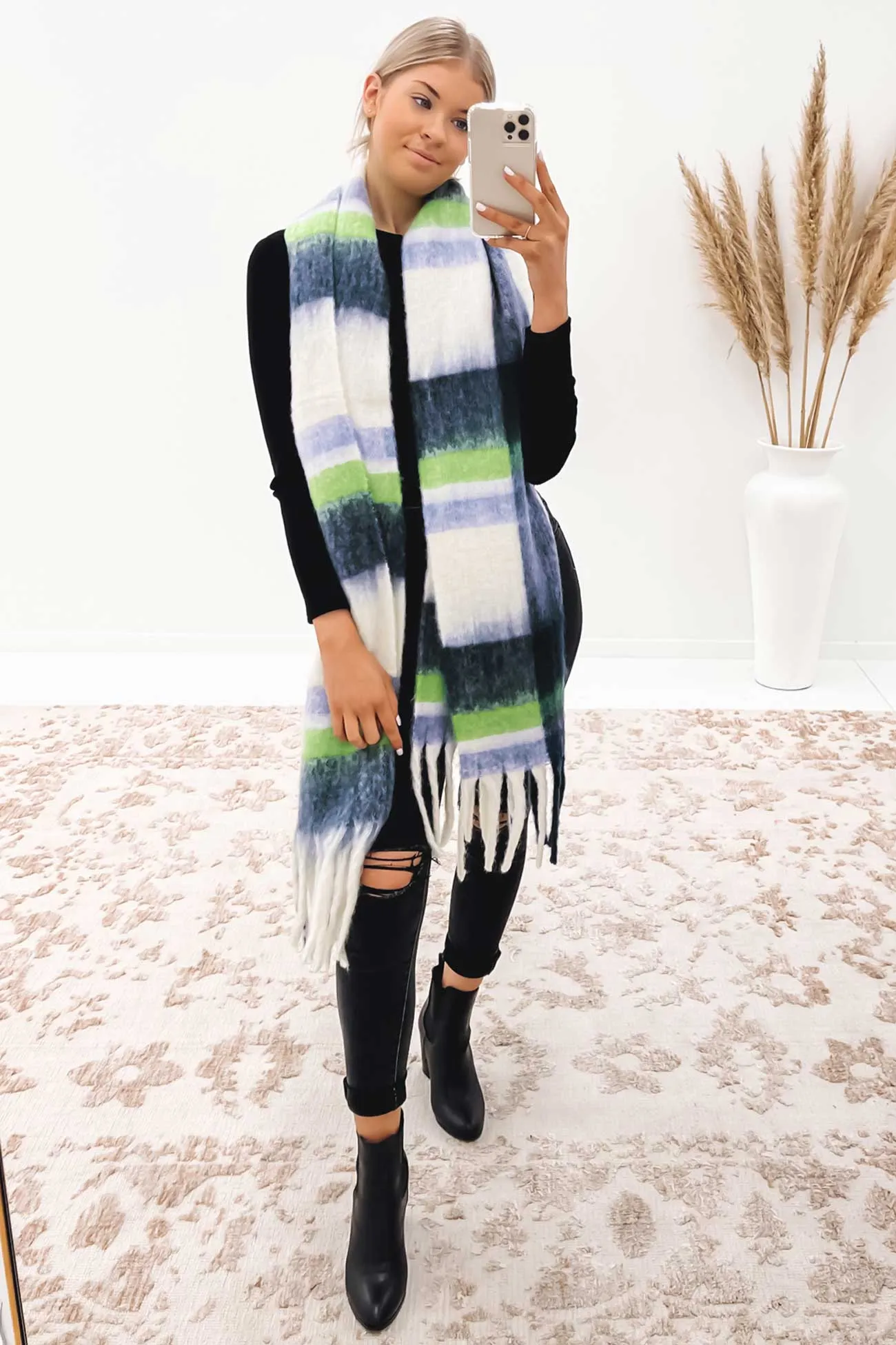 Alexia Fluffy Plaid Scarf Multi