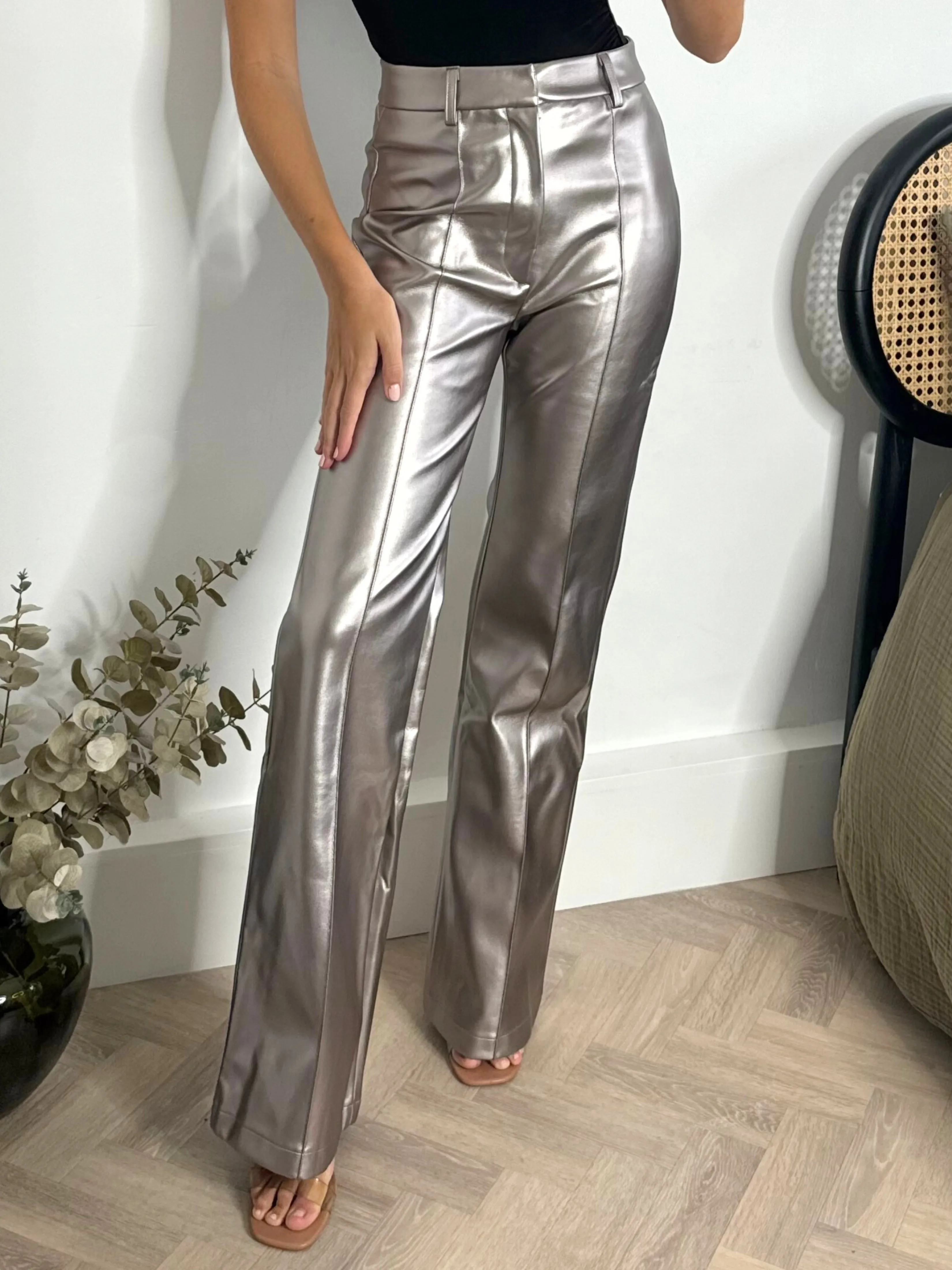 Alyssa PU Flare Trouser / Metallic