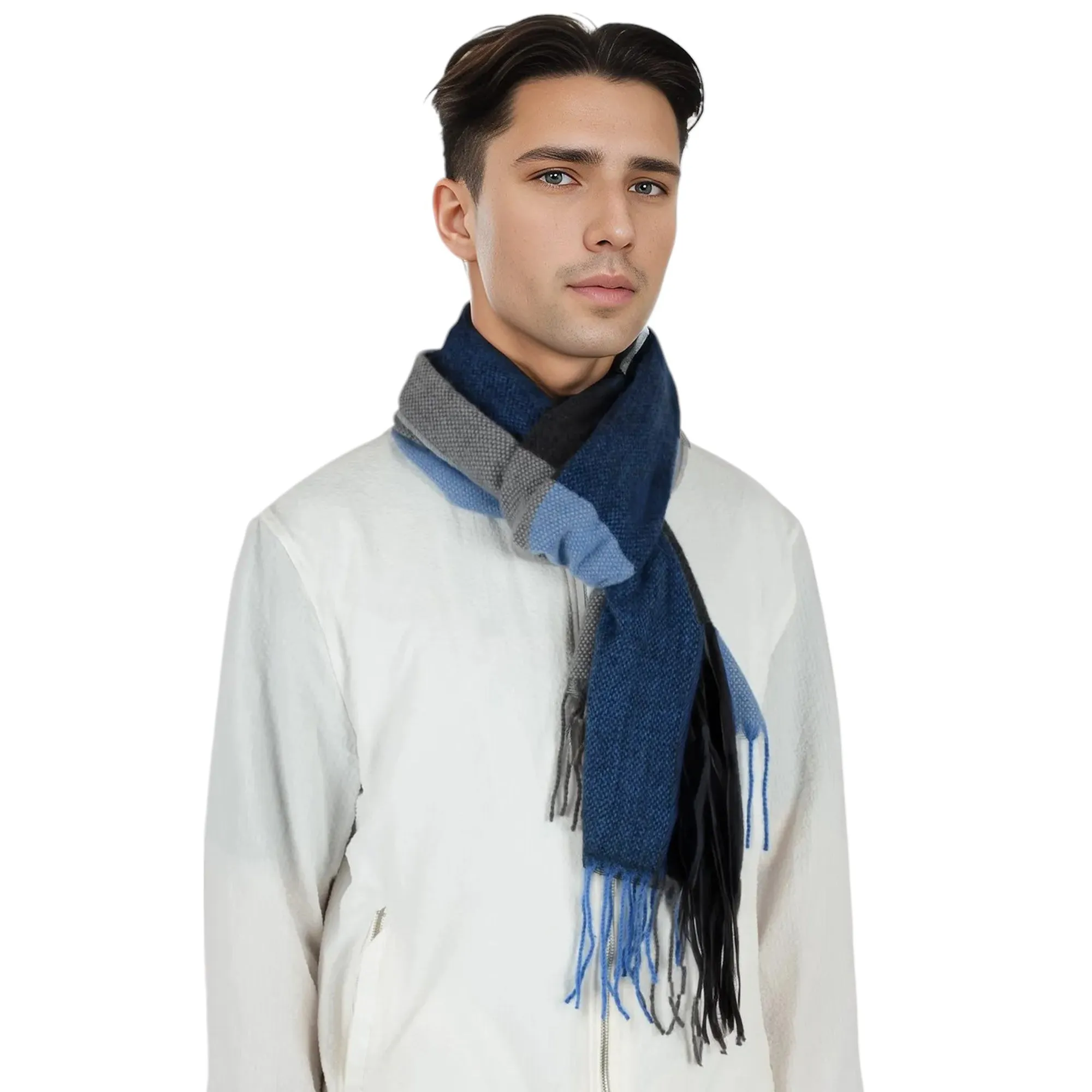 Anna-Kaci Cashmere Feel Winter Scarf Lightweight Striped Tassel Wrap Shawl Scarves for Men