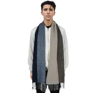 Anna-Kaci Cashmere Feel Winter Scarf Lightweight Striped Tassel Wrap Shawl Scarves for Men