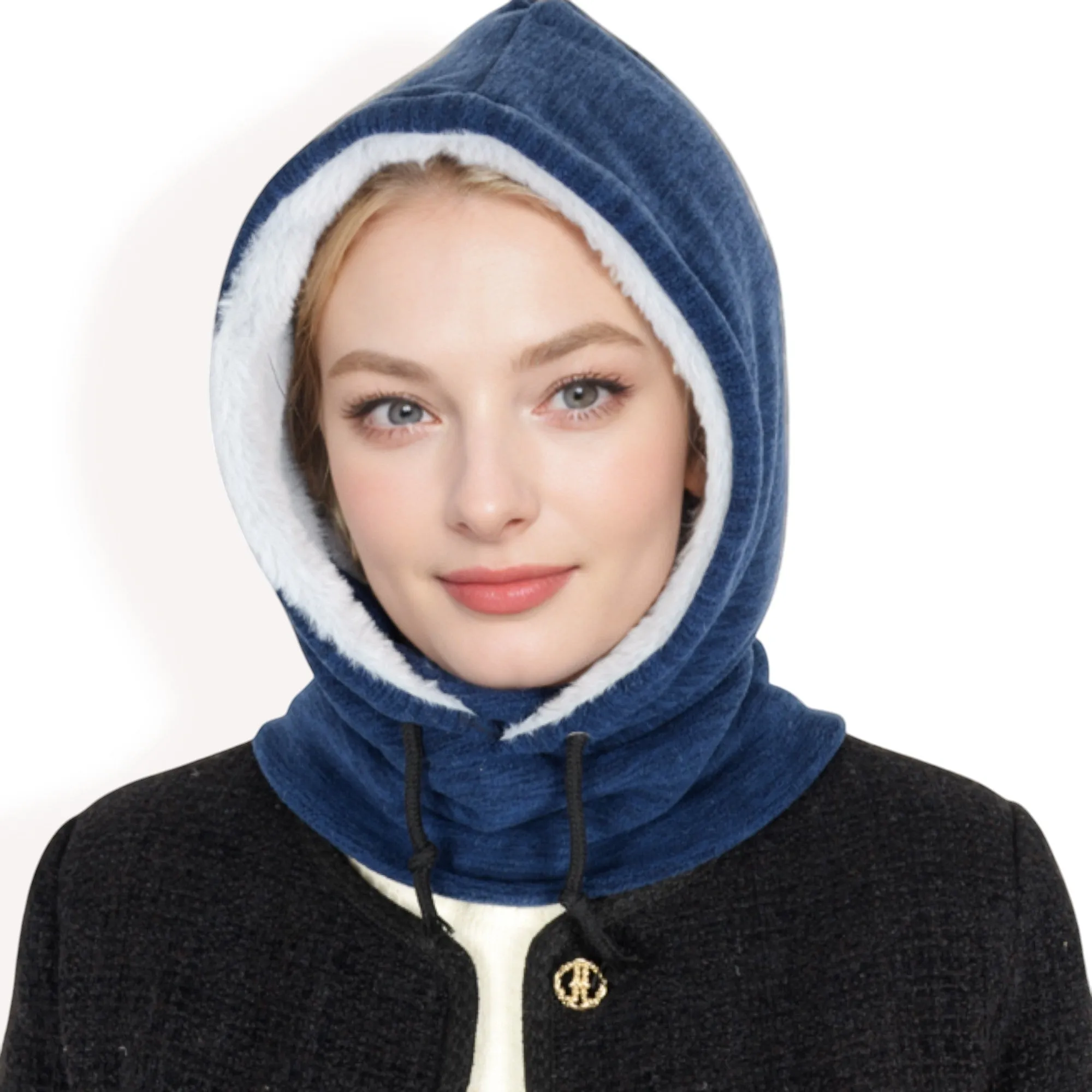 Anna-Kaci Women's Fleece-Lined Hooded Neck Warmer with Adjustable Drawstrings for Full Coverage and Winter Protection