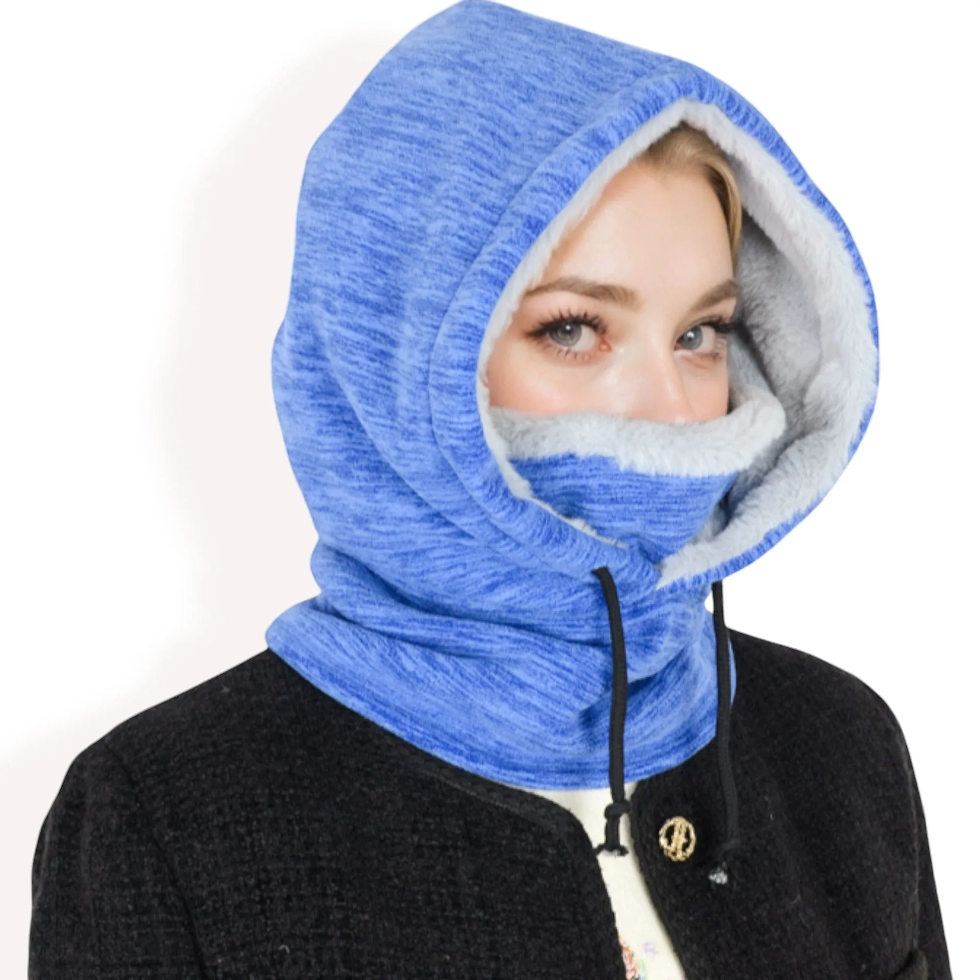 Anna-Kaci Women's Fleece-Lined Hooded Neck Warmer with Adjustable Drawstrings for Full Coverage and Winter Protection