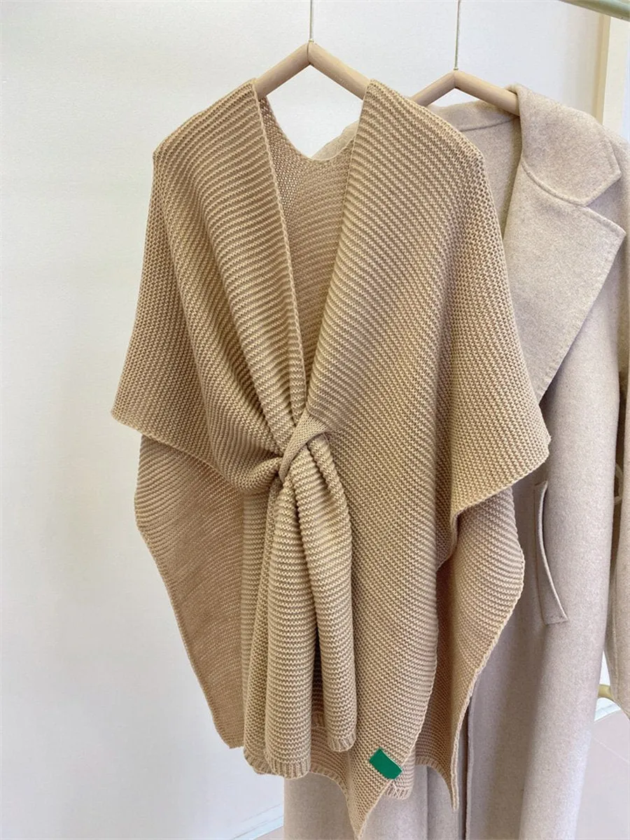 Autumn and Winter Knitted Shawl Outer Wear Warm Cashmere Scarf Cloak