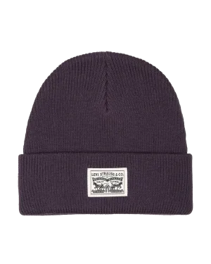 Backpatch Beanie in Dark Purple