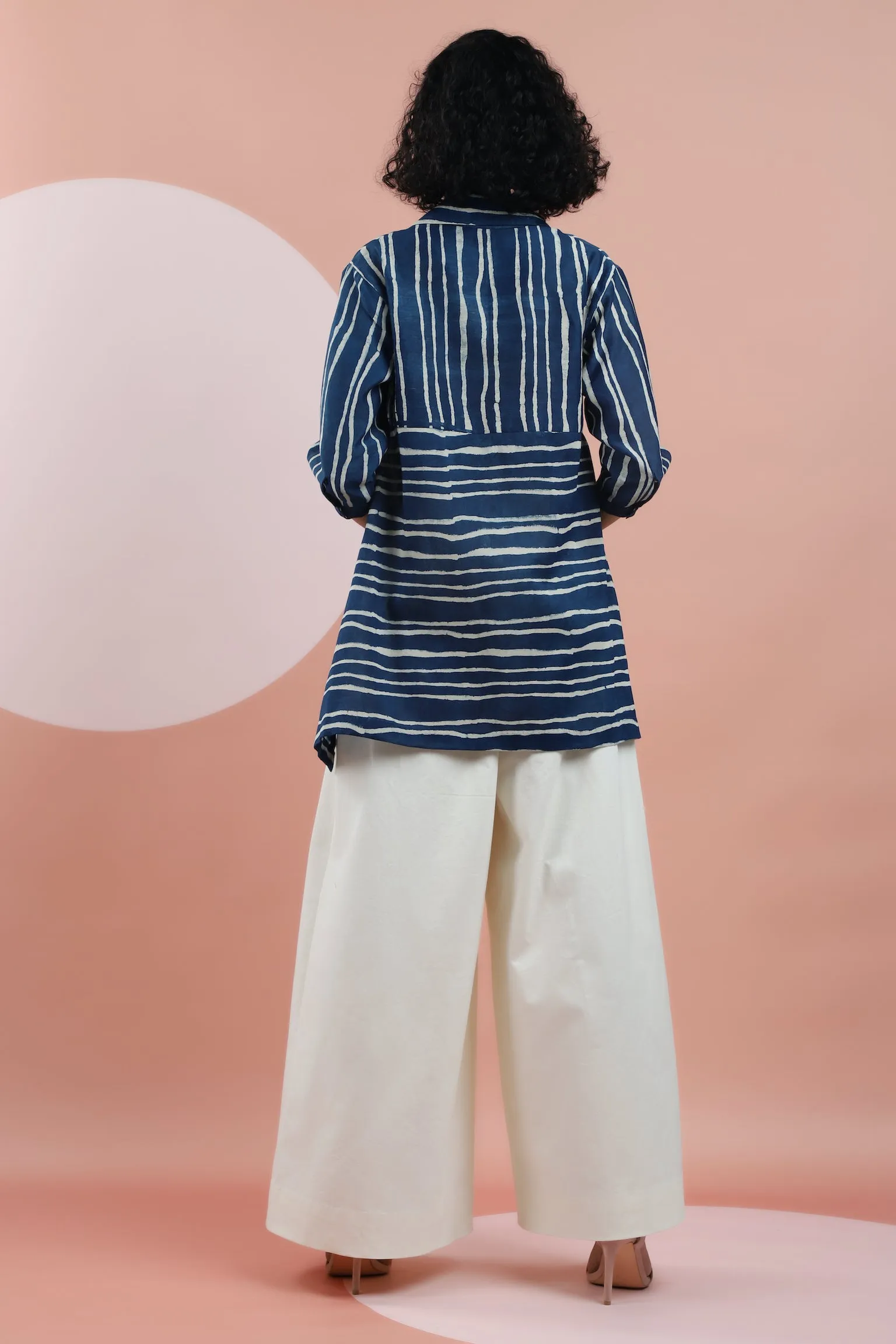 Bagru Print Striped Shirt