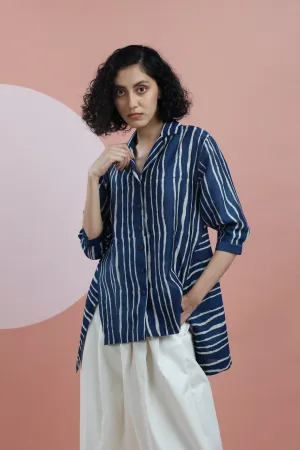 Bagru Print Striped Shirt