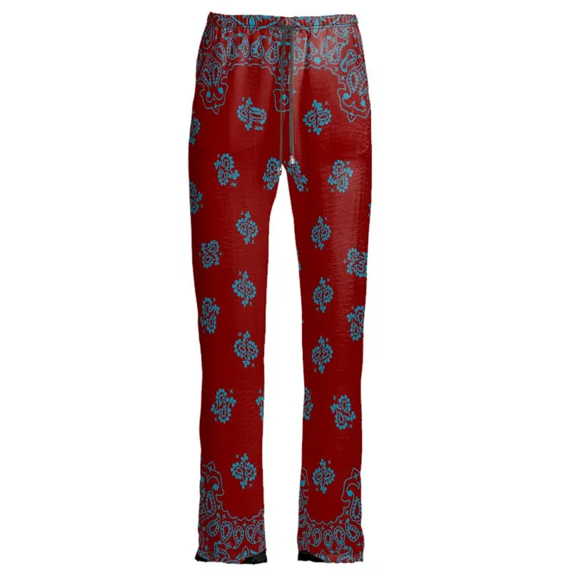 Bandana Art Maroon Womens Trousers