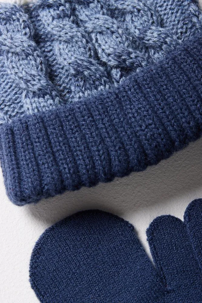 Beanie & Mittens Set Blue