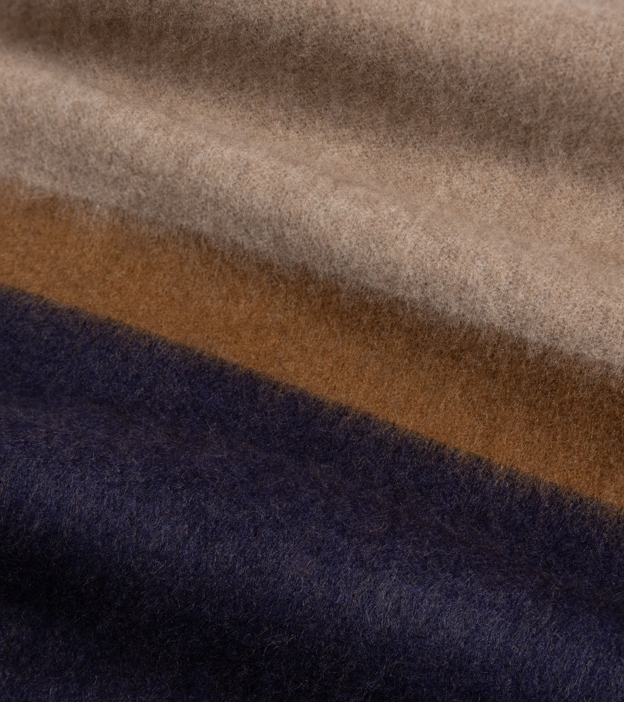 Begg x Co Arran Borderland Stripe Cashmere Scarf: Dark Natural/Navy