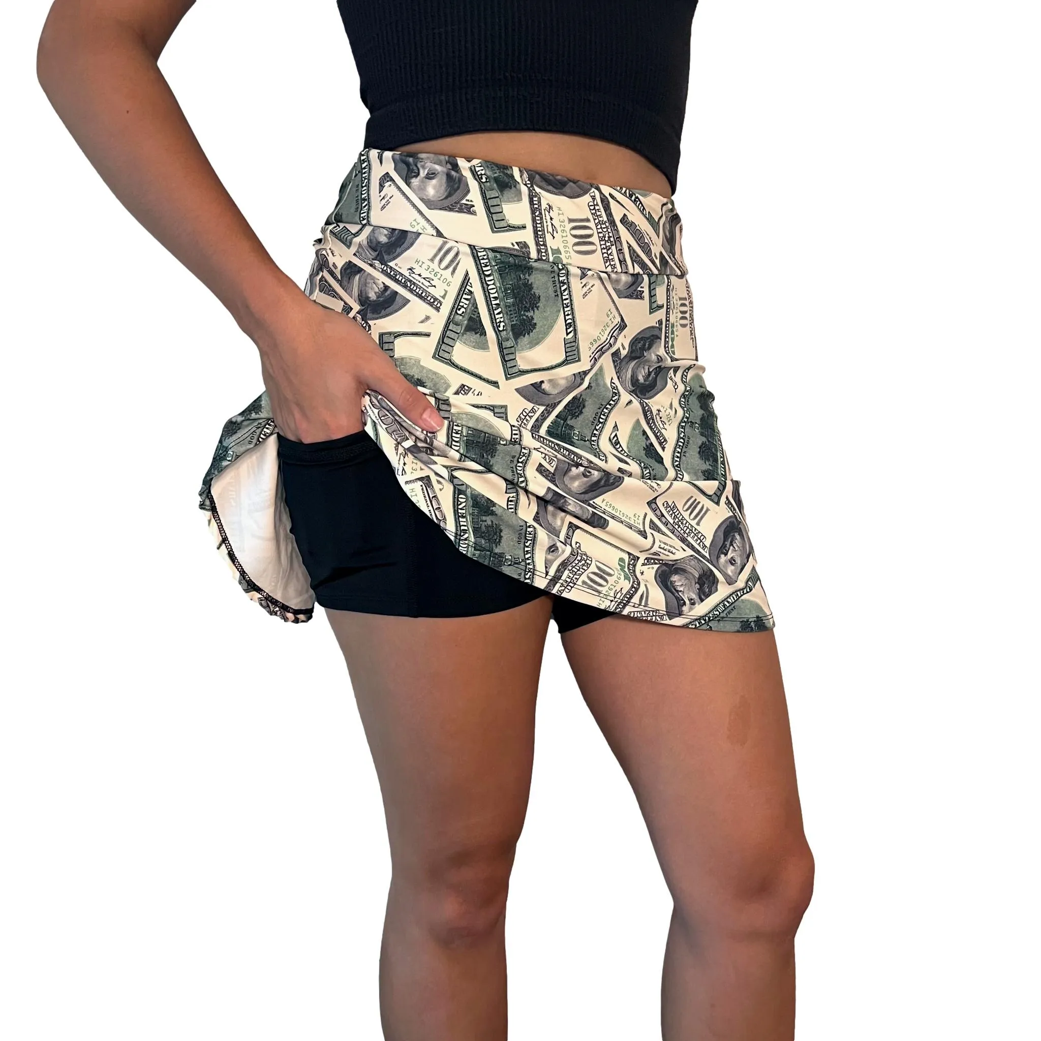 Benjamins Money Athletic Flutter Skort