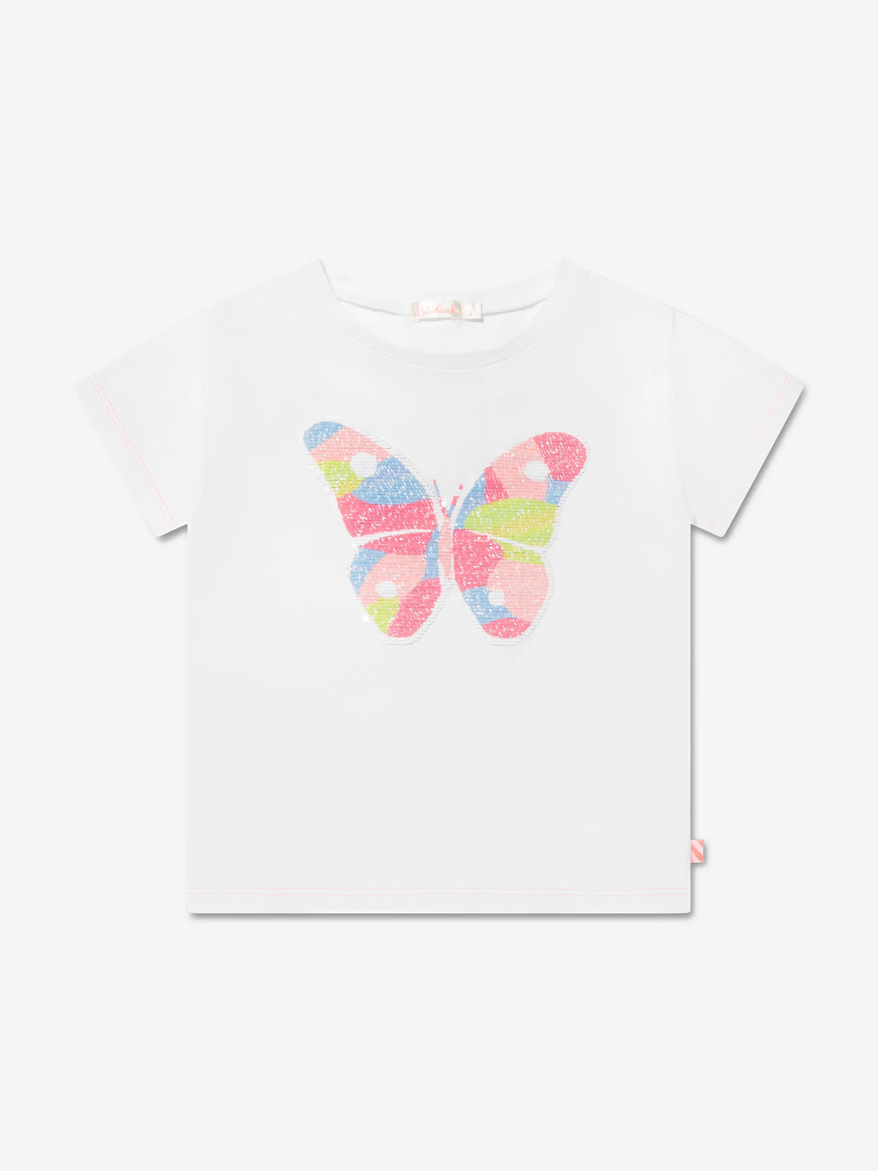 Billieblush Girls Sequin Butterfly T-Shirt in White