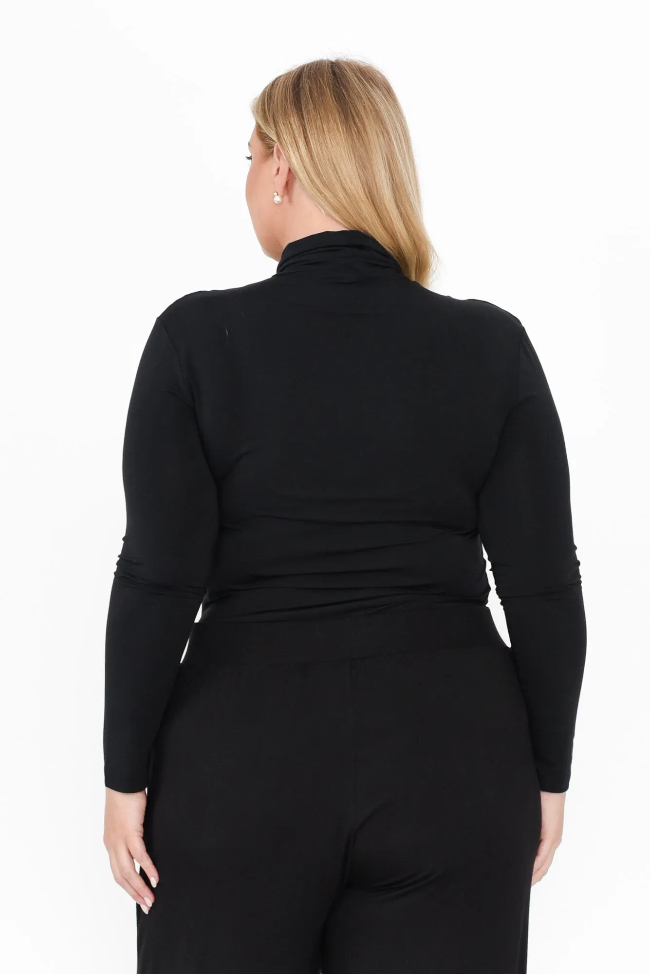 Black Micro Modal Turtleneck Top