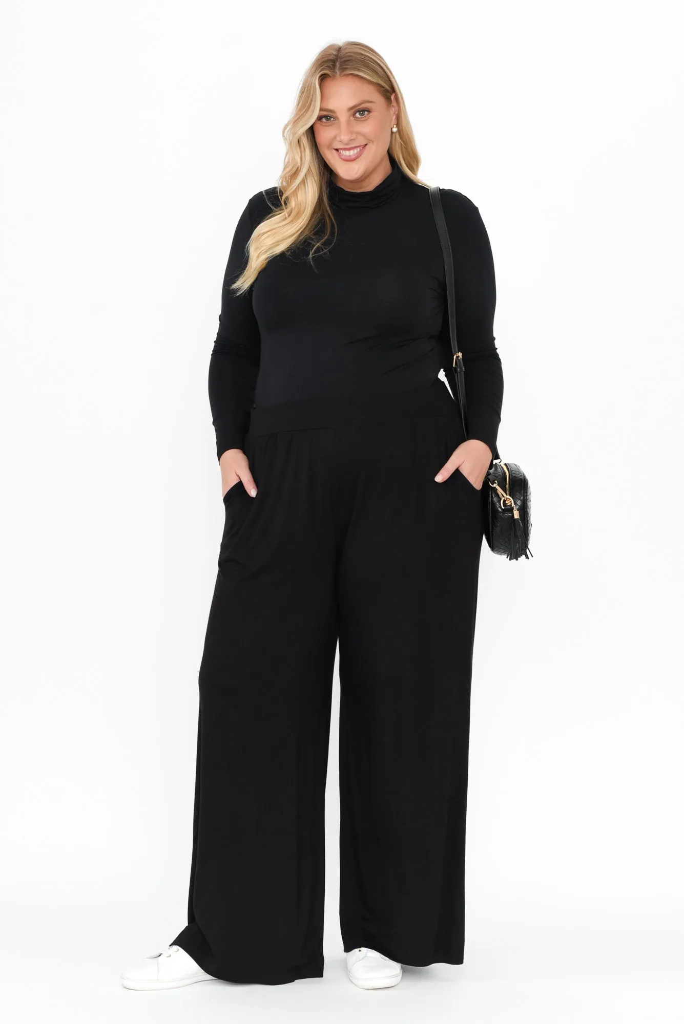 Black Micro Modal Turtleneck Top