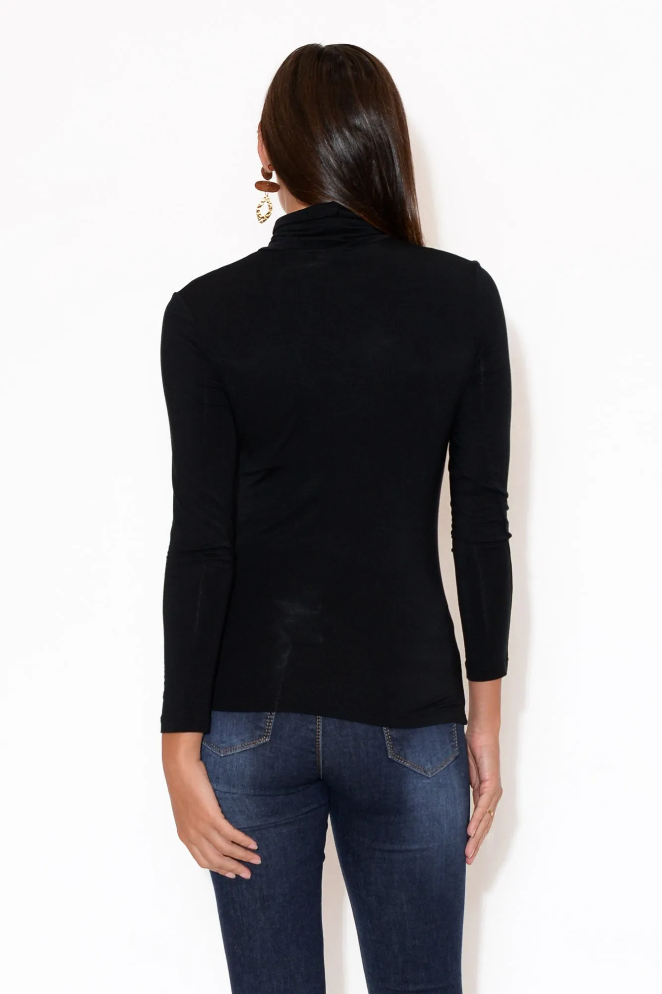 Black Micro Modal Turtleneck Top