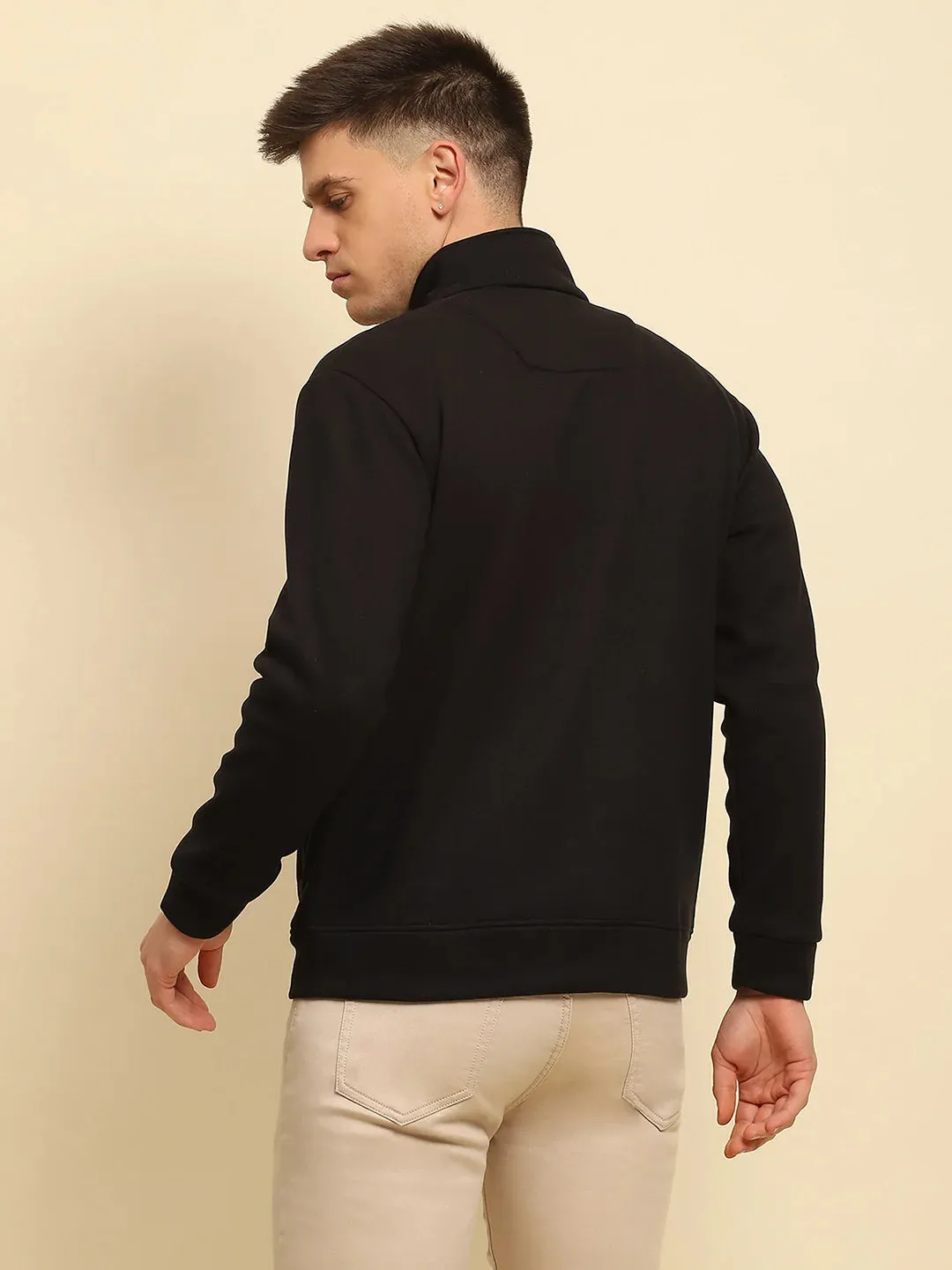 Black Ploy Blend Solid Regular Fit Sweatshirt