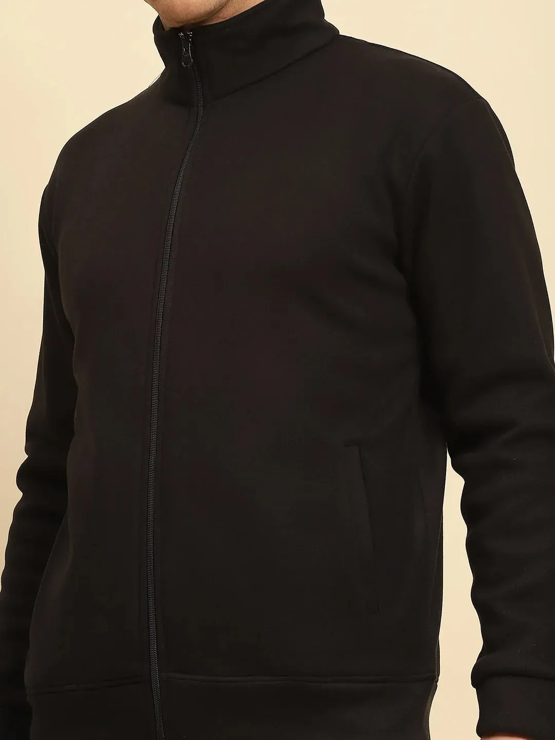 Black Ploy Blend Solid Regular Fit Sweatshirt