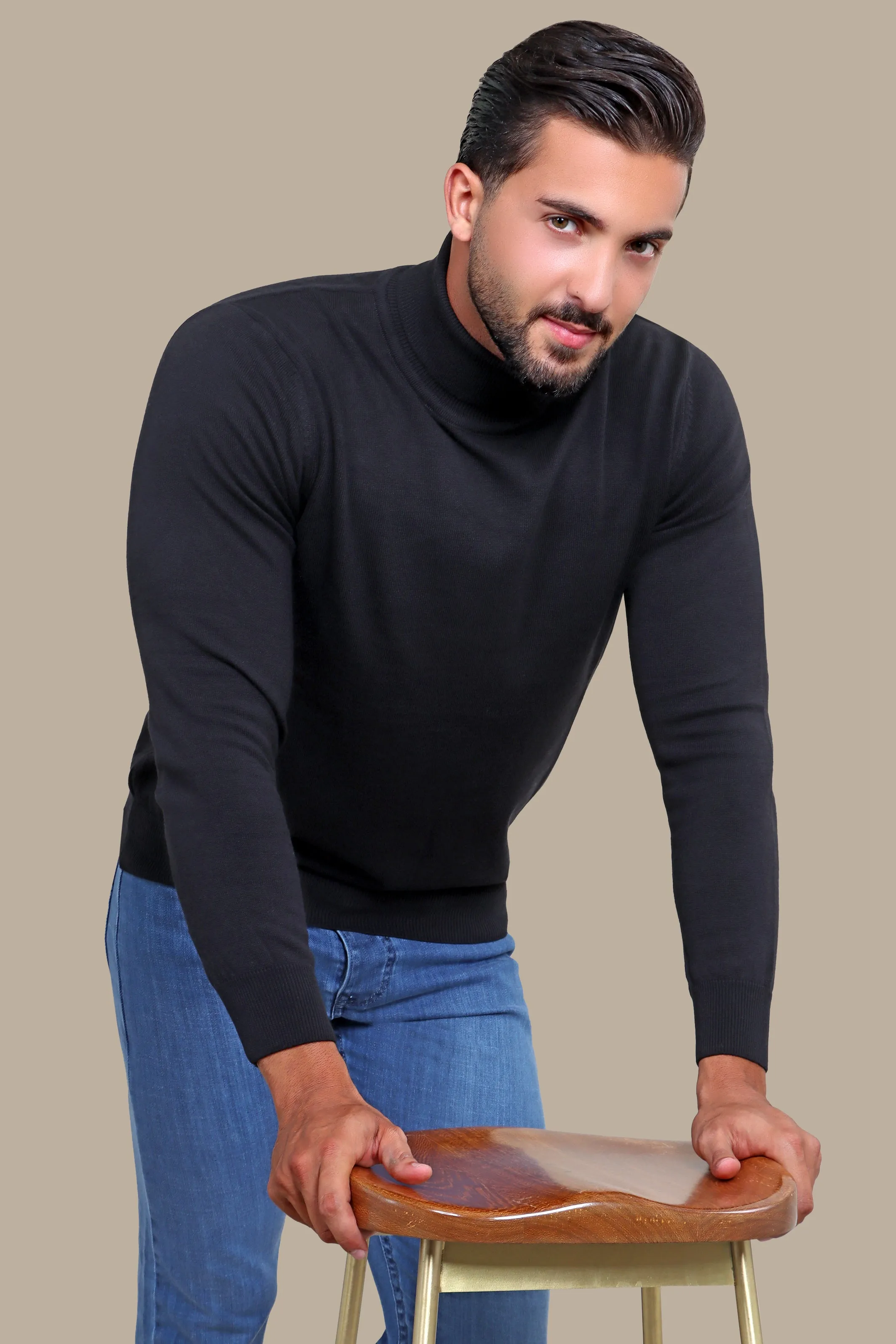 Black Turtle Neck Basic Sweater