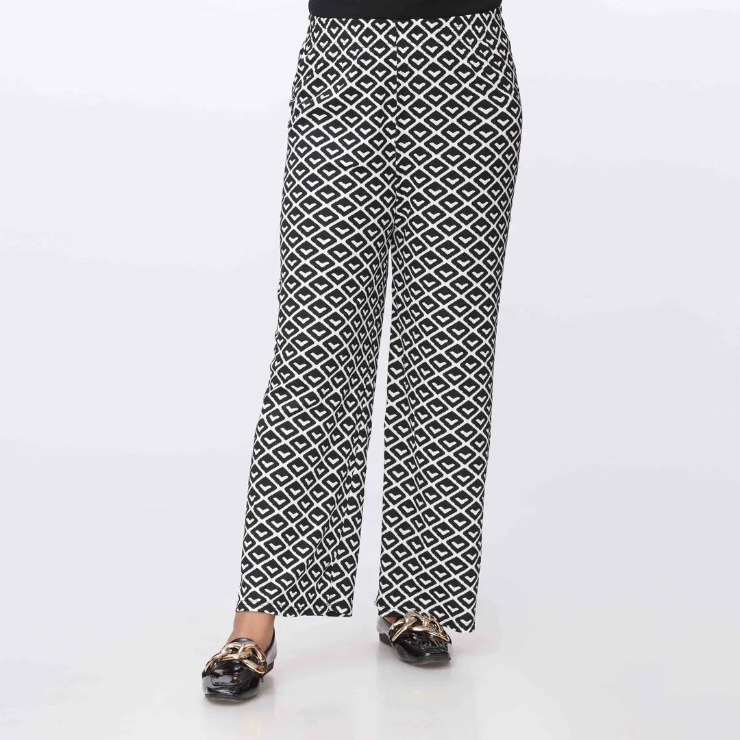 Blkwht Printed Jersey Straight Trouser PW3562