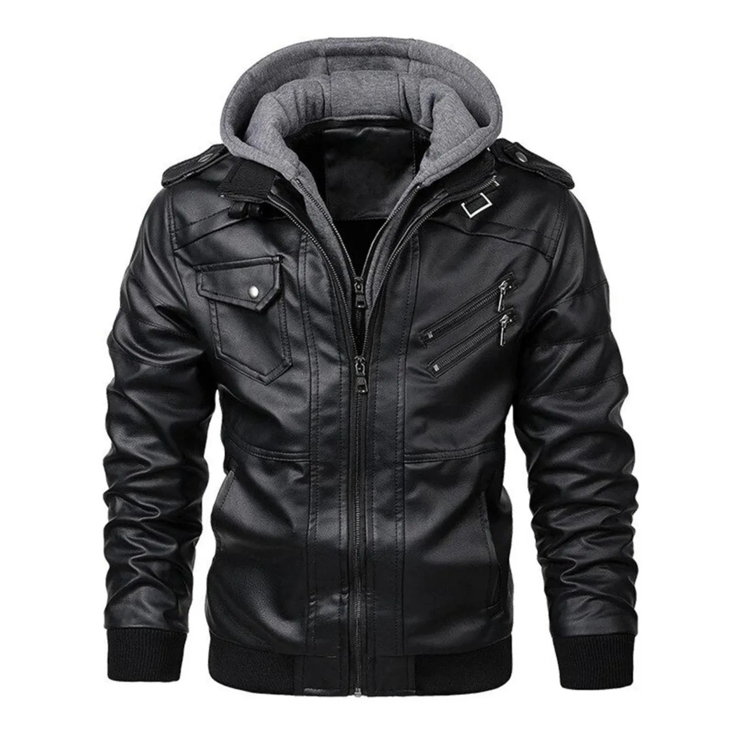 Bobby - Leather Jacket with Hood - Casual - Trendy - Ideal for Autumn / Winter