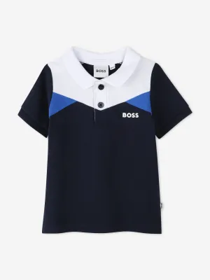 BOSS Baby Boys Colourblock Polo Shirt in Navy