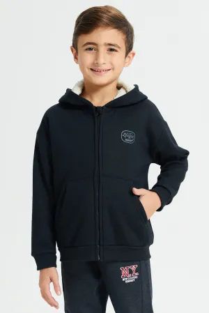 Boys Black Hooded Sweatshirt