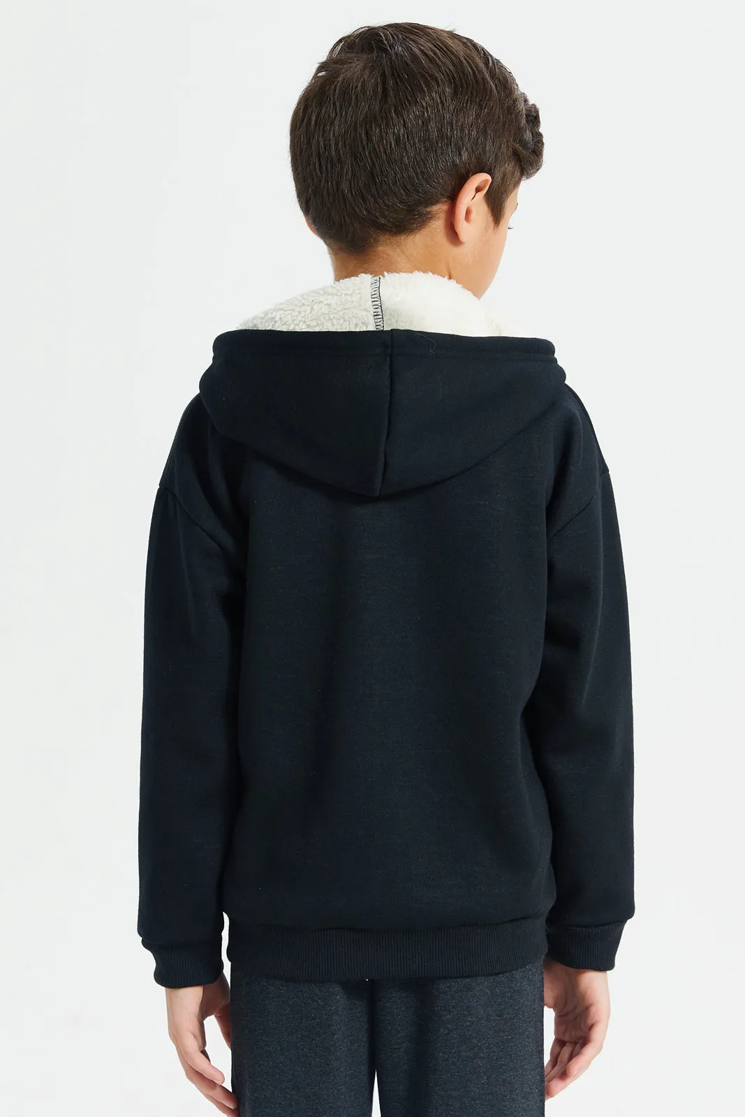 Boys Black Hooded Sweatshirt