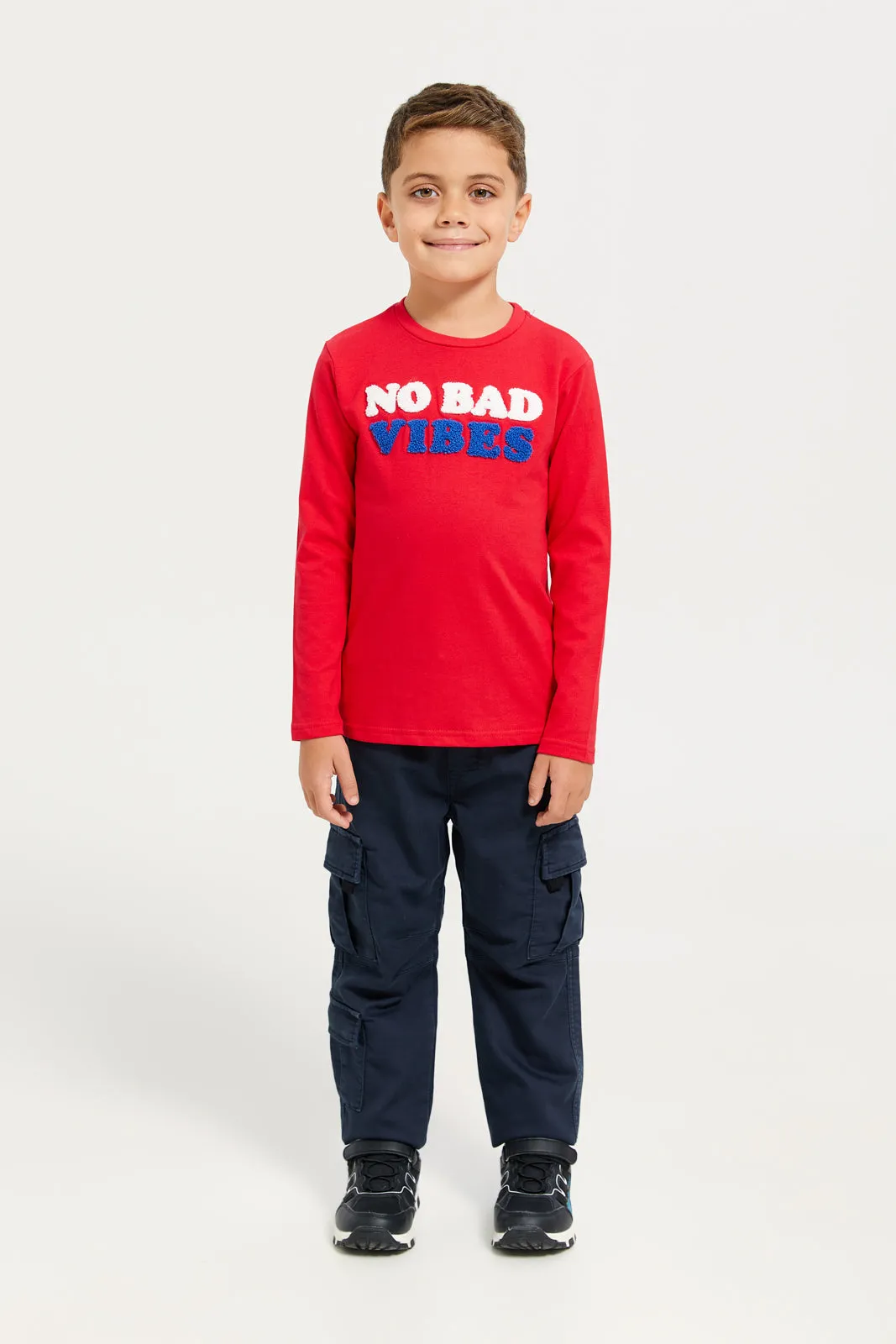 Boys Red Long Sleeved T-Shirt