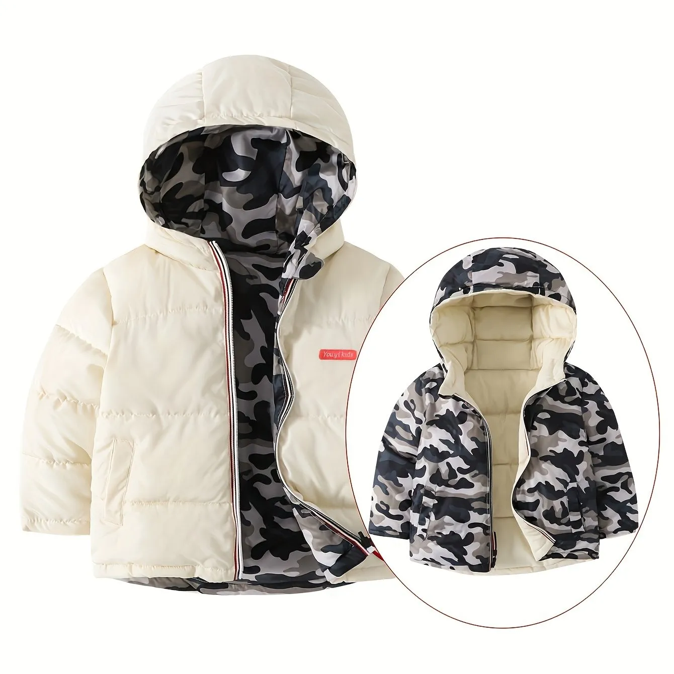 Boys Winter Reversible Hood Coat