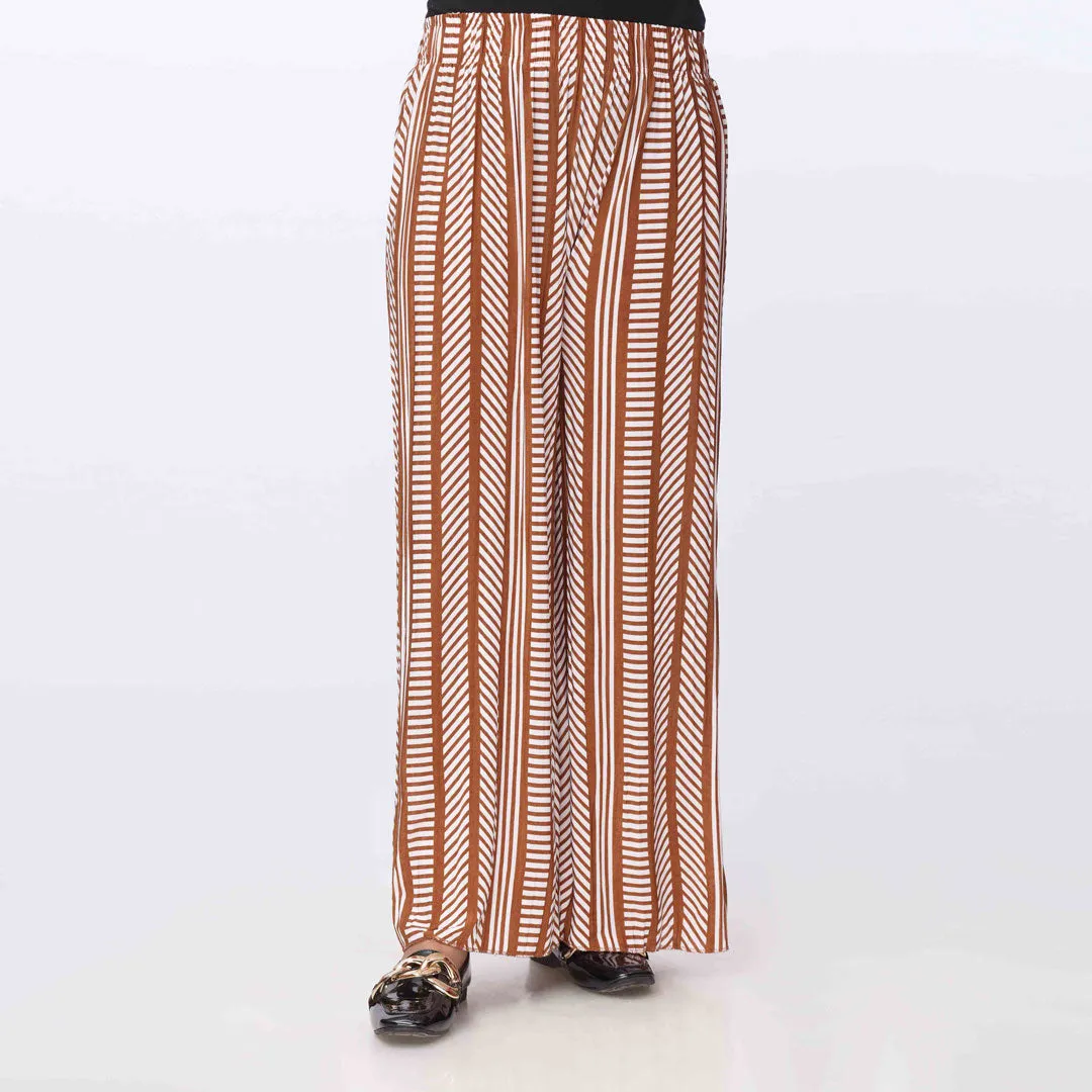 Brown Printed Jersey Straight Trouser PW3569