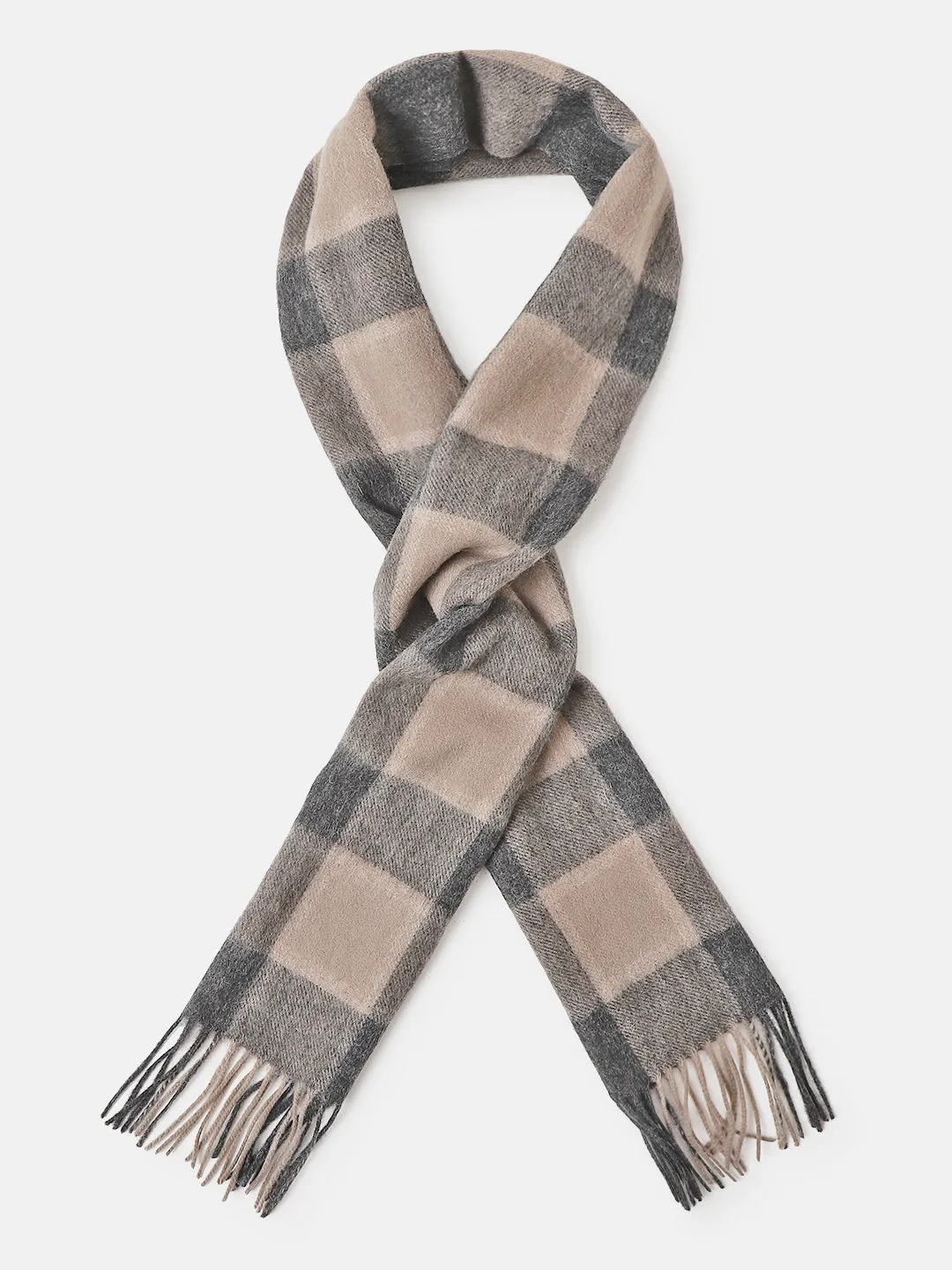 Bruun & Stengade Men Brown Checked Fringed Muffler