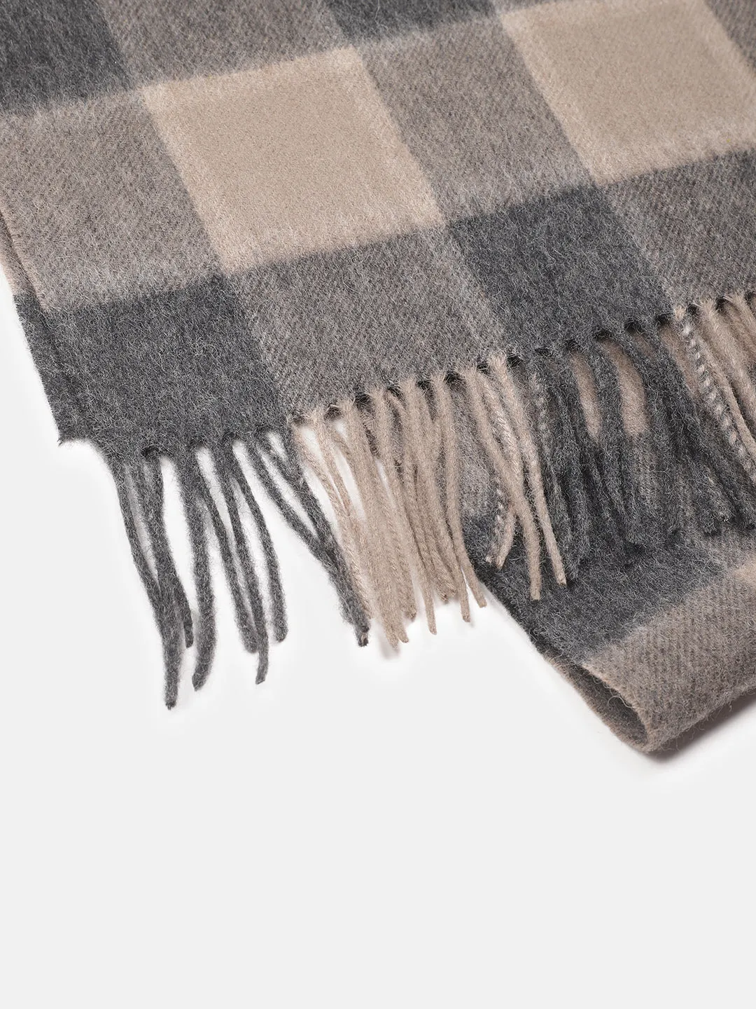 Bruun & Stengade Men Brown Checked Fringed Muffler