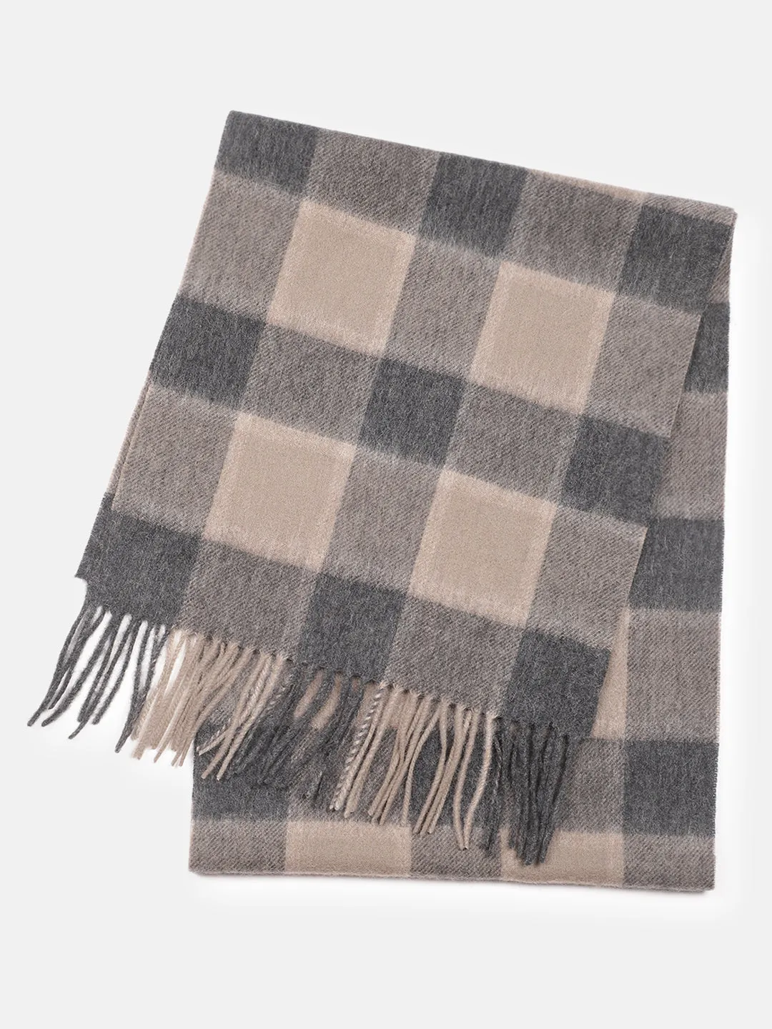 Bruun & Stengade Men Brown Checked Fringed Muffler