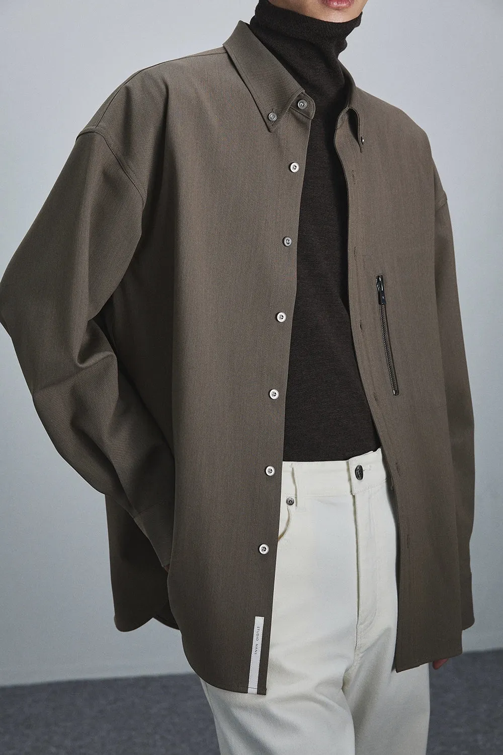 Button-down Collar Shirt with Zip Pockets