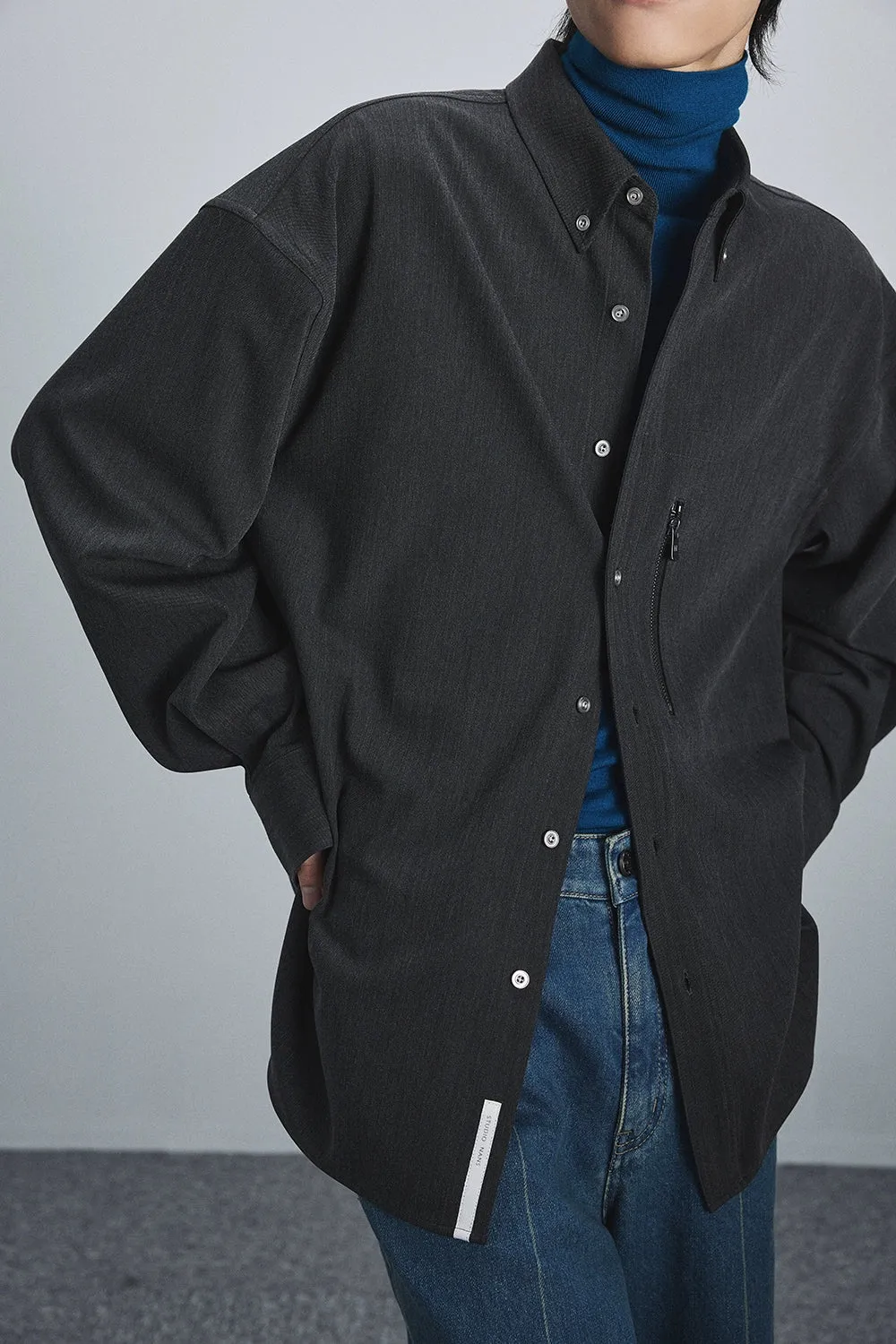 Button-down Collar Shirt with Zip Pockets