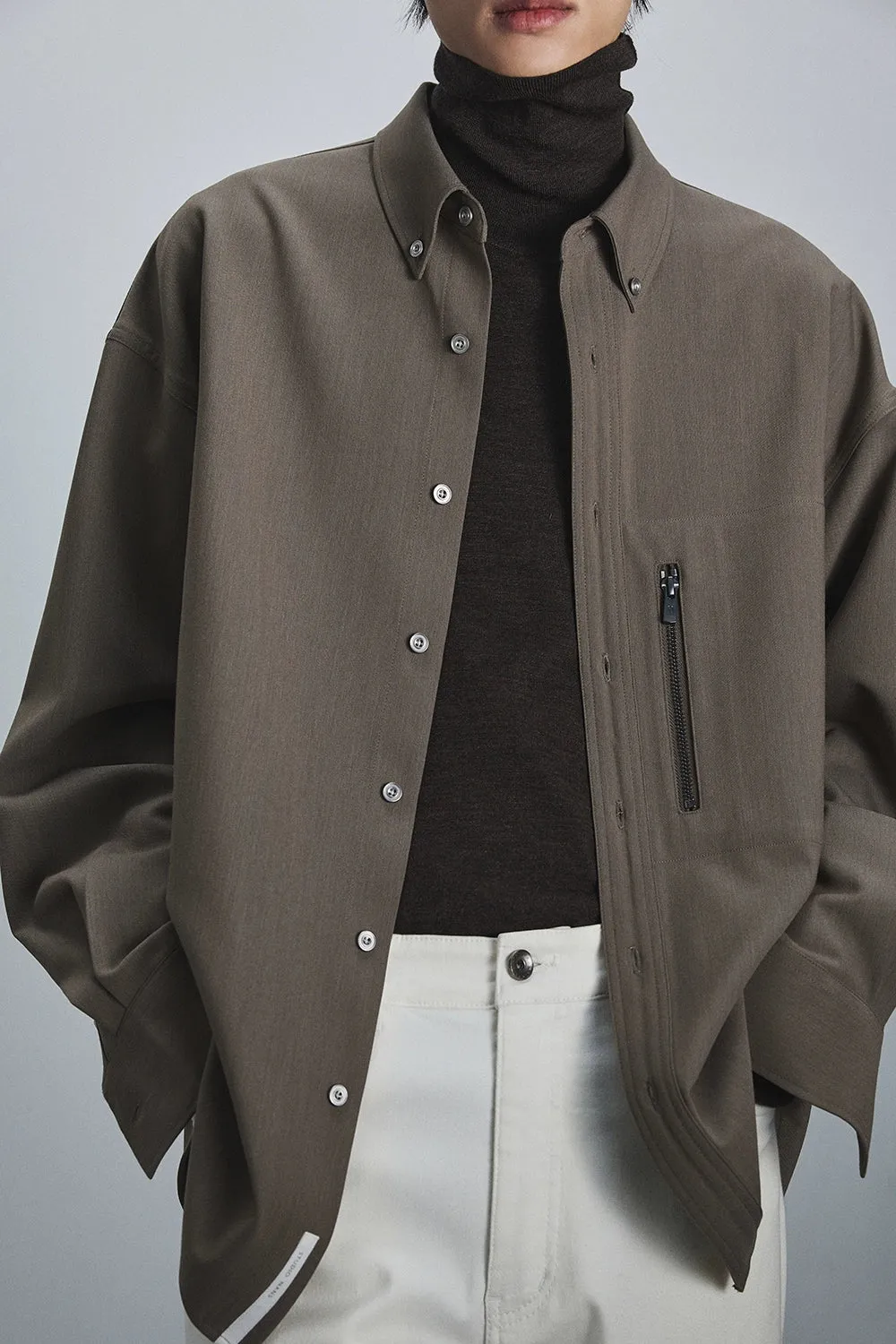 Button-down Collar Shirt with Zip Pockets