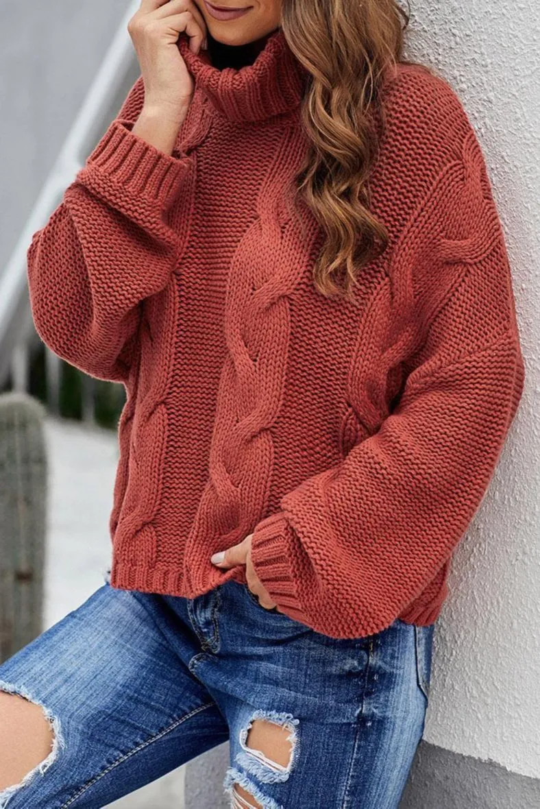 Cable Knit Turtleneck Sweater