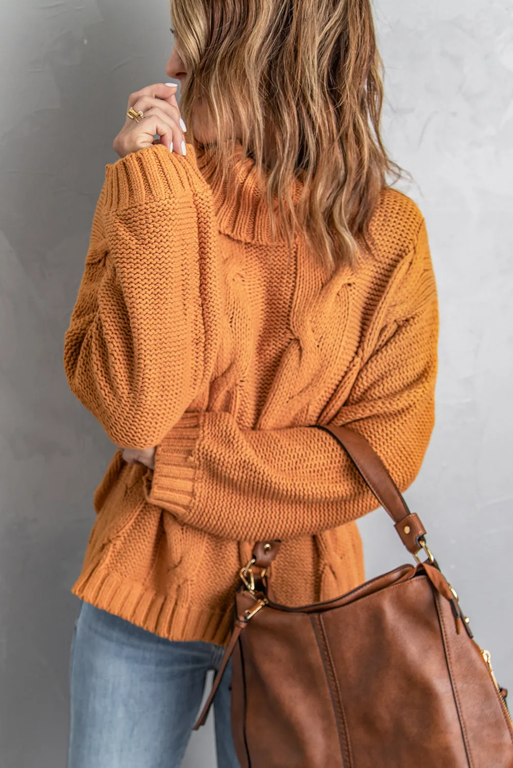 Cable Knit Turtleneck Sweater