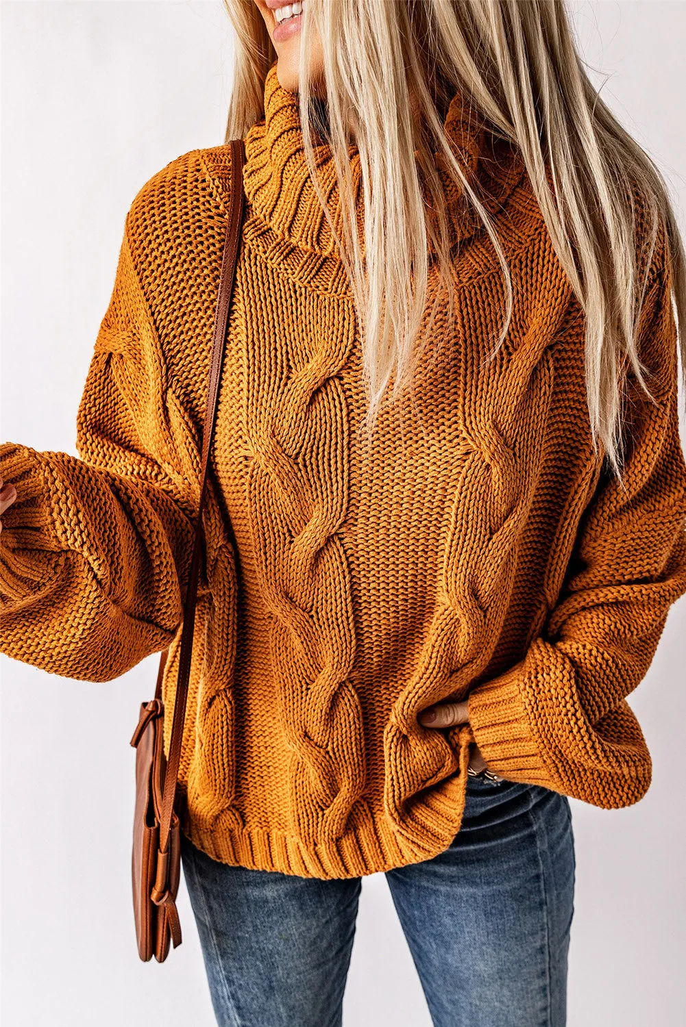 Cable Knit Turtleneck Sweater