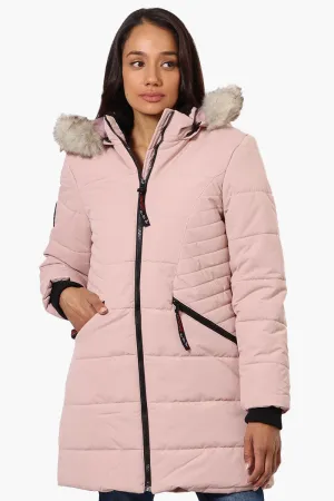 Canada Weather Gear Vegan Fur Hood Puffer Parka Jacket - Pink