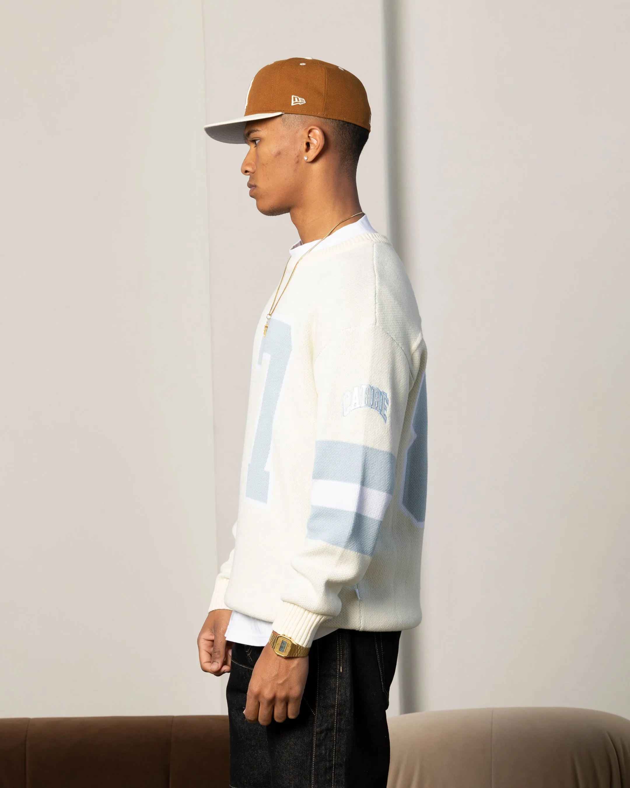 Carré Grid Iron Knitted Sweater Off White