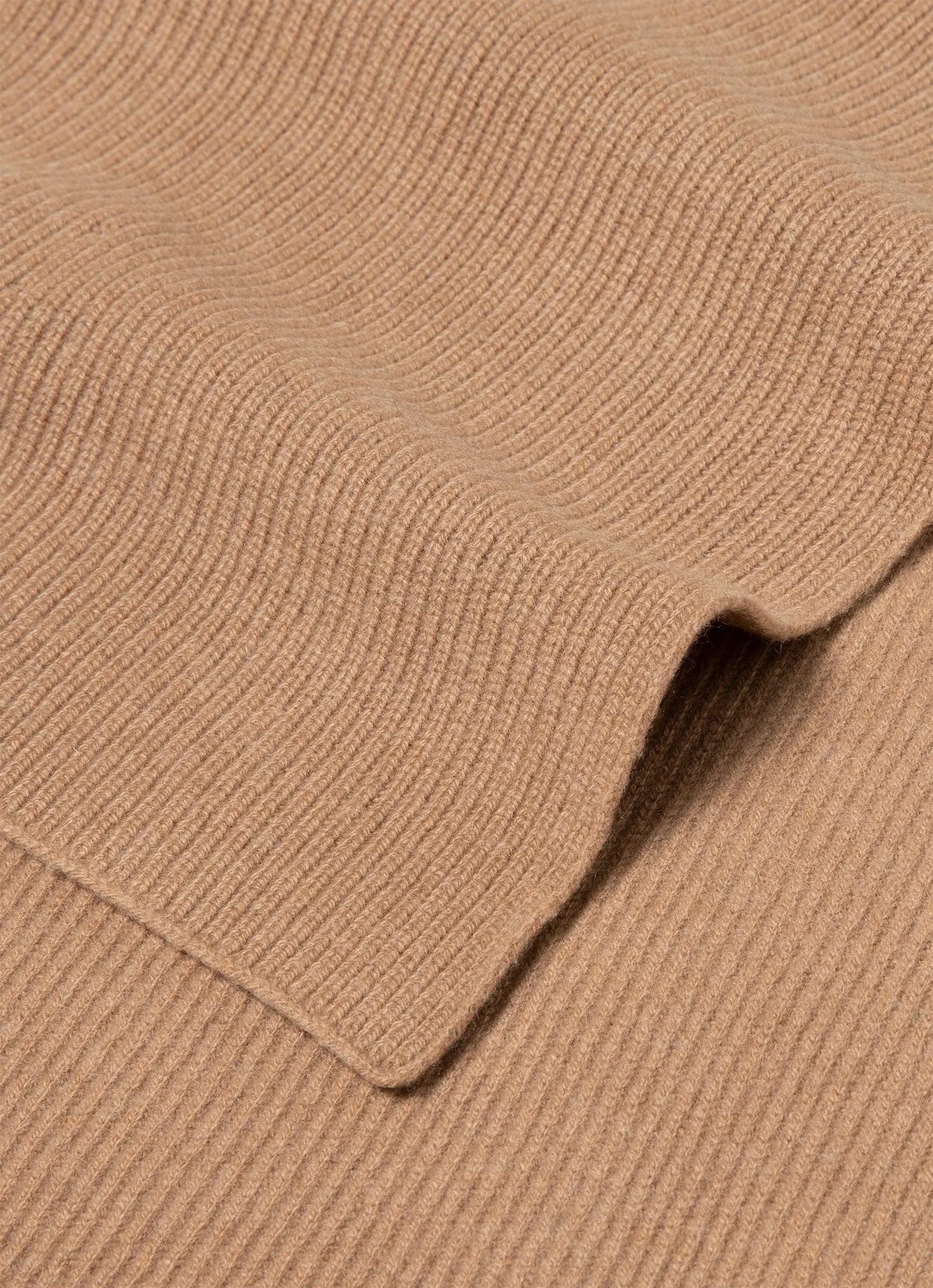 Cashmere Ribbed Scarf in Brown Melange