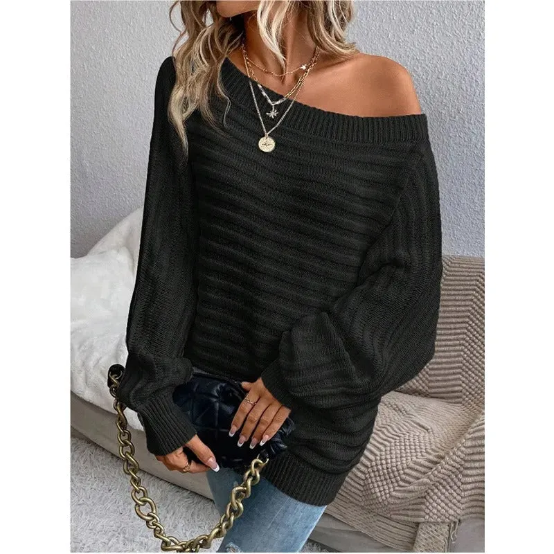 Casual Off Shoulder Wool Sweater with Comfy Design for Women | Ideal for Winter