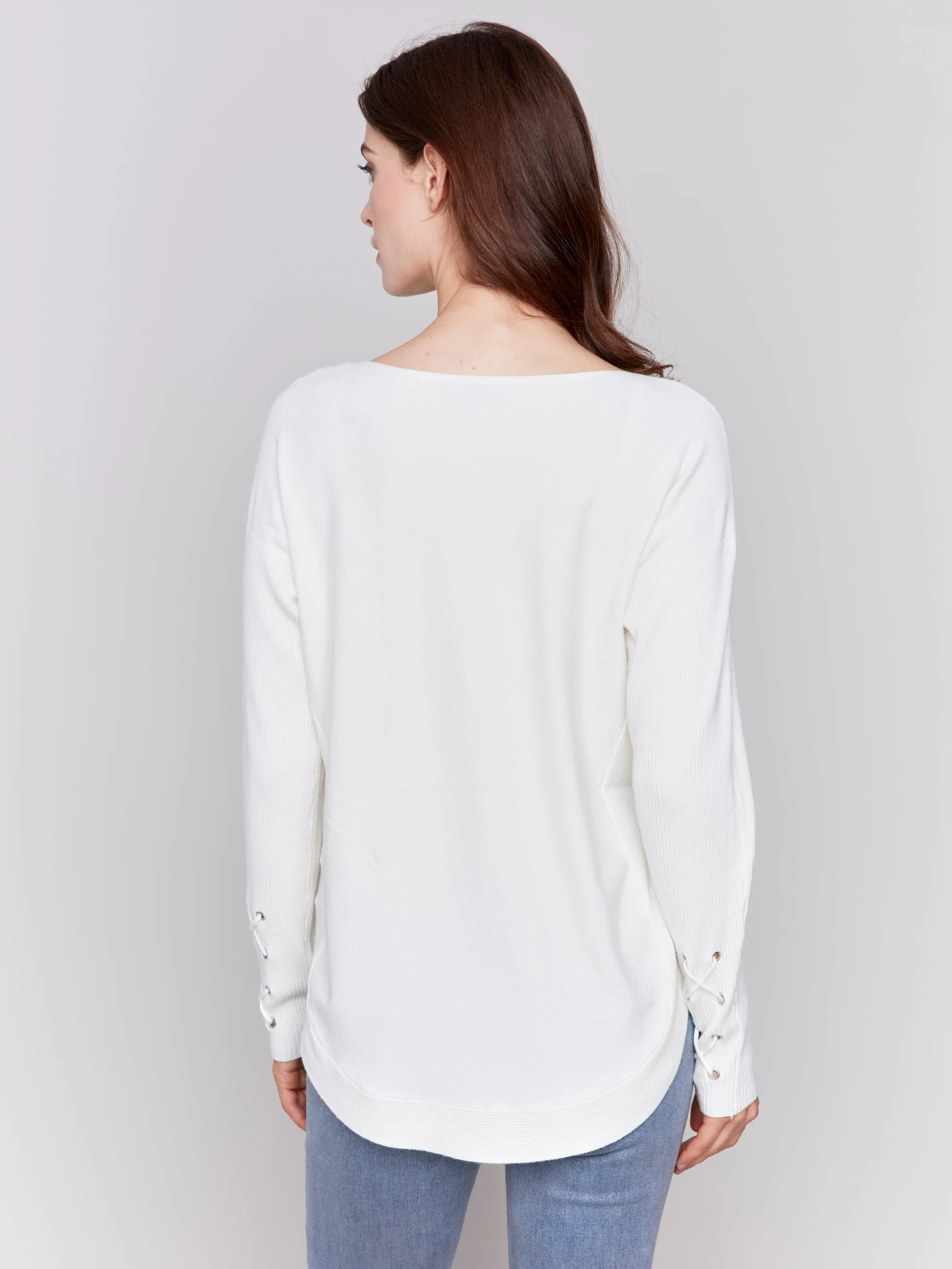 Charlie B Cuff lace up Sweater