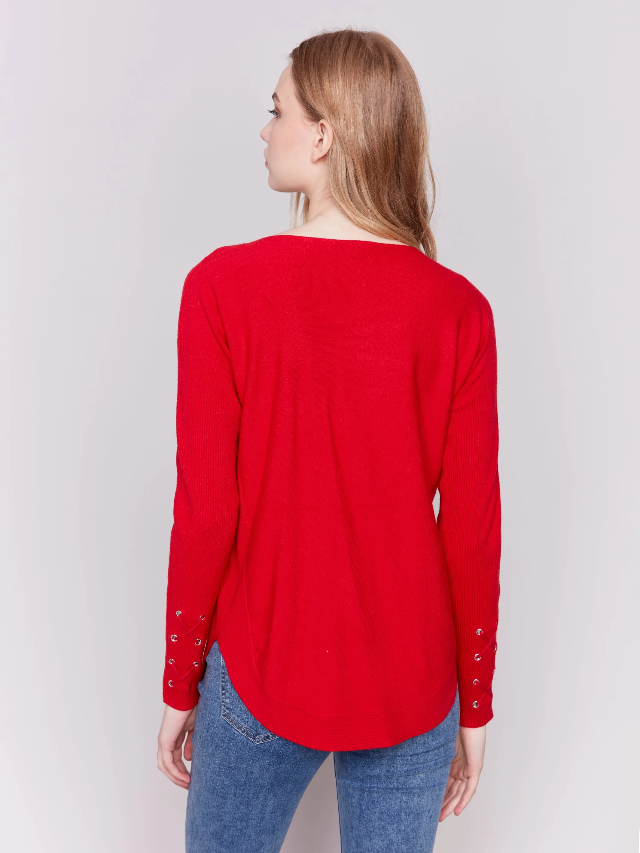 Charlie B Cuff lace up Sweater