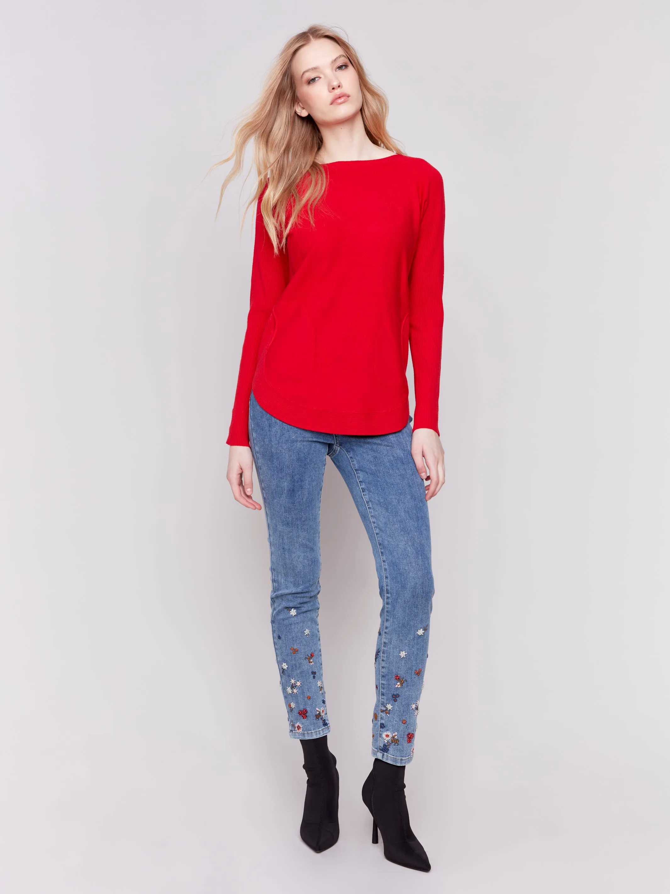 Charlie B Cuff lace up Sweater