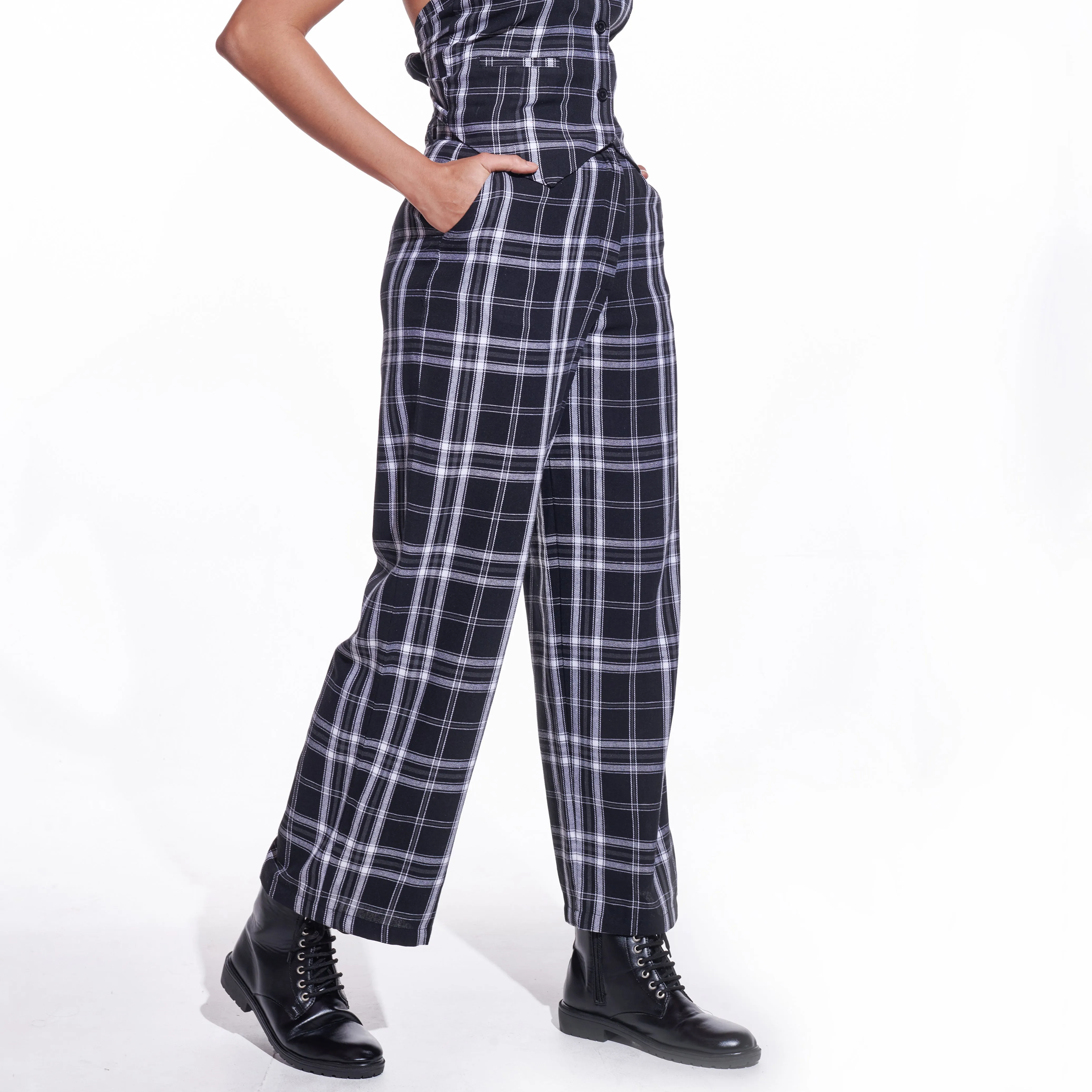 Checkered Wide Leg Pants