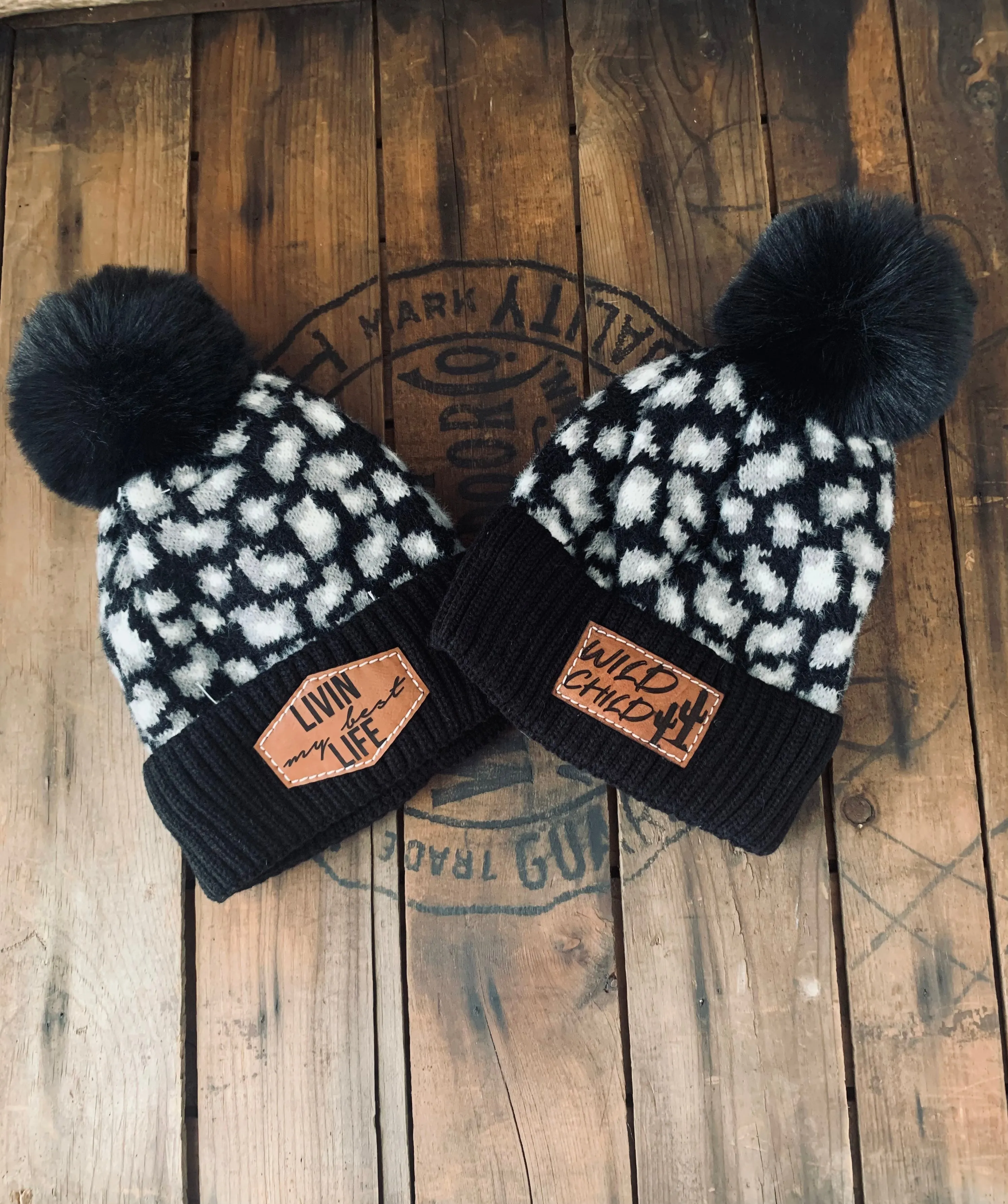 Cheetah Print Toddler/kids Beanie in “Wild Child” or “Livin My Best Life” patches