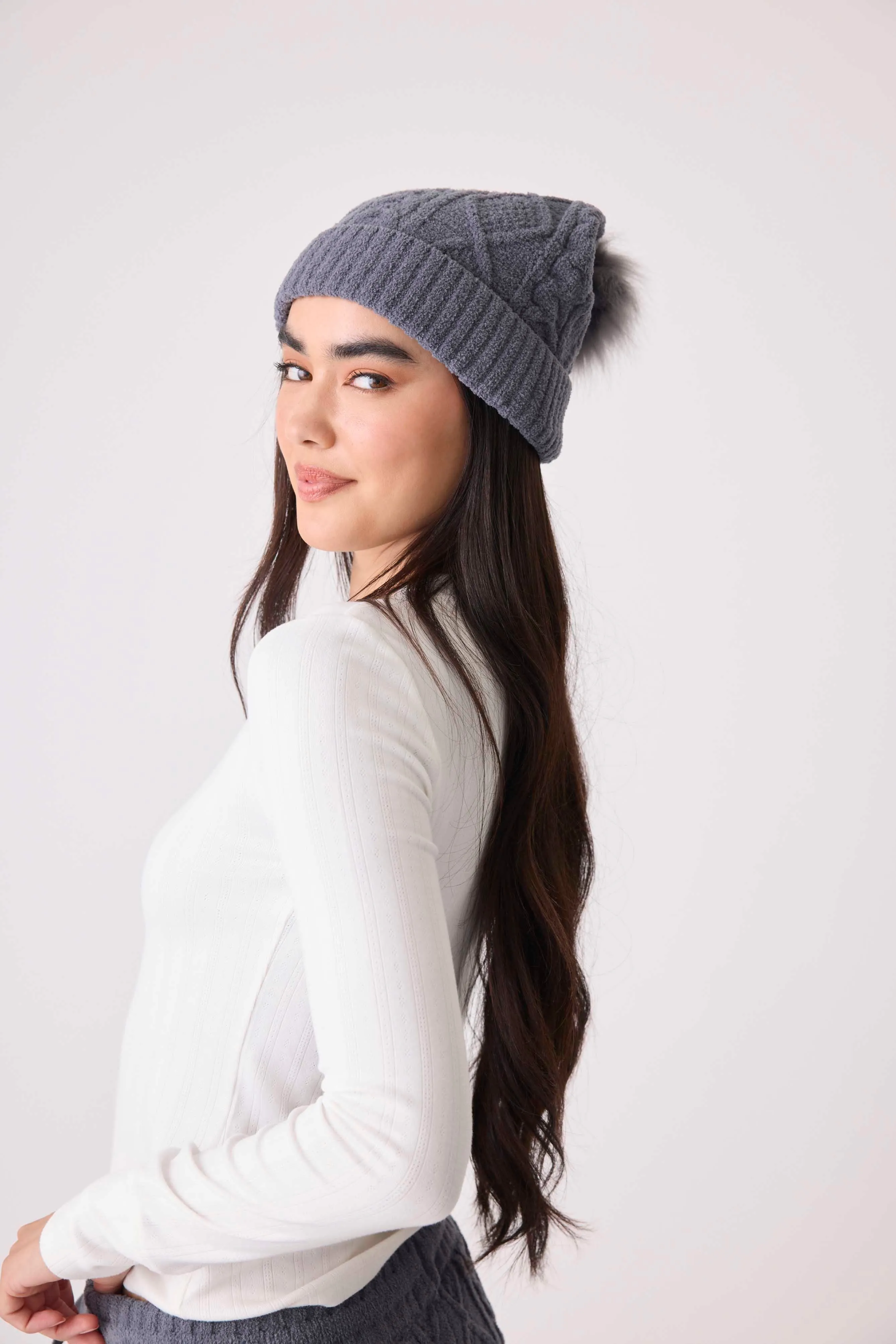 Chenille Cozy Cable Beanie